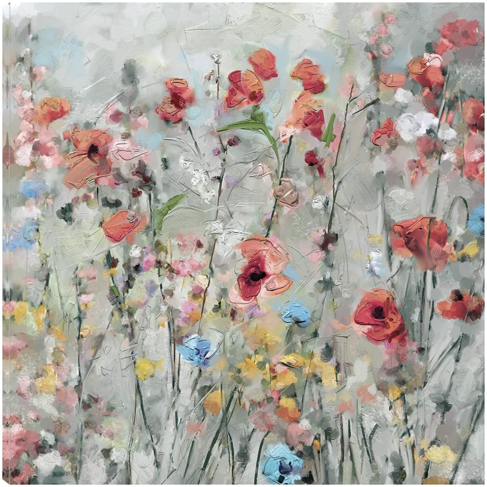 Botanical Wall Art Canvas - 37x37 Inch Floral Plant Prints for Bathroom & Bedroom Decor, Country Spring Landscape Painting by Artist Studio Arts - Perfect for Farmhouse, Boho & Modern Home Decor