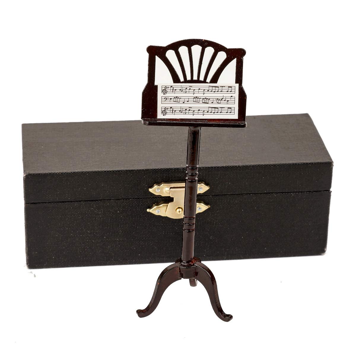 Miniature Music Stand with Case - Collectible Mini Musical Instrument Replica, Dollhouse Accessories & Home Decor - Perfect for Miniature Displays, Model Scenes & Music Lover Gifts