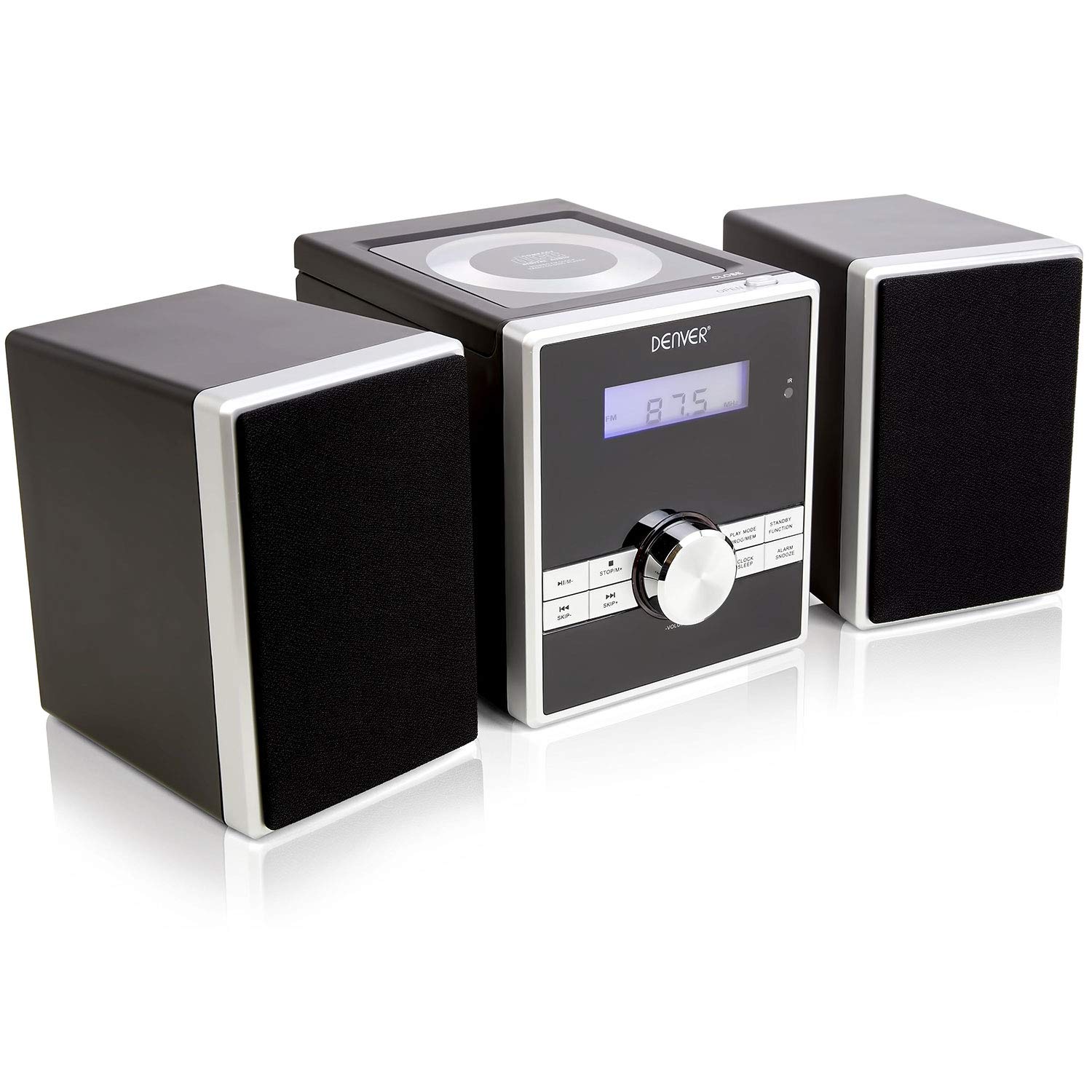 Denver Mini HiFi System CD Player with FM Radio, Alarm Clock, Remote Control - Compact Home Audio System with AUX Input, Sleep Timer & Snooze Function | Perfect for Bedroom, Office & Small Spaces