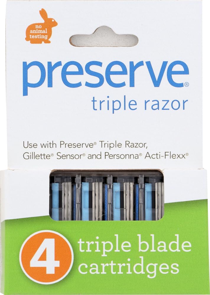 Wholesale Preserve Triple Blade Refills - 6 Cases (4 Packs Each) - Premium Shaving Razor Blades for Men & Women - Smooth Hair Removal for Face, Legs & Body - Perfect for Home, Travel & Gym Use
