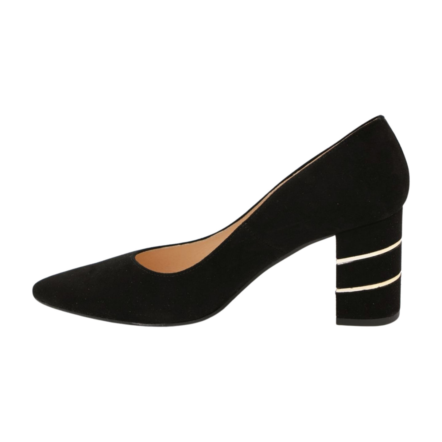 Fabucci Women's Black Suede Block Heel Court Shoes - Elegant Dress Pumps for Work, Party & Special Occasions