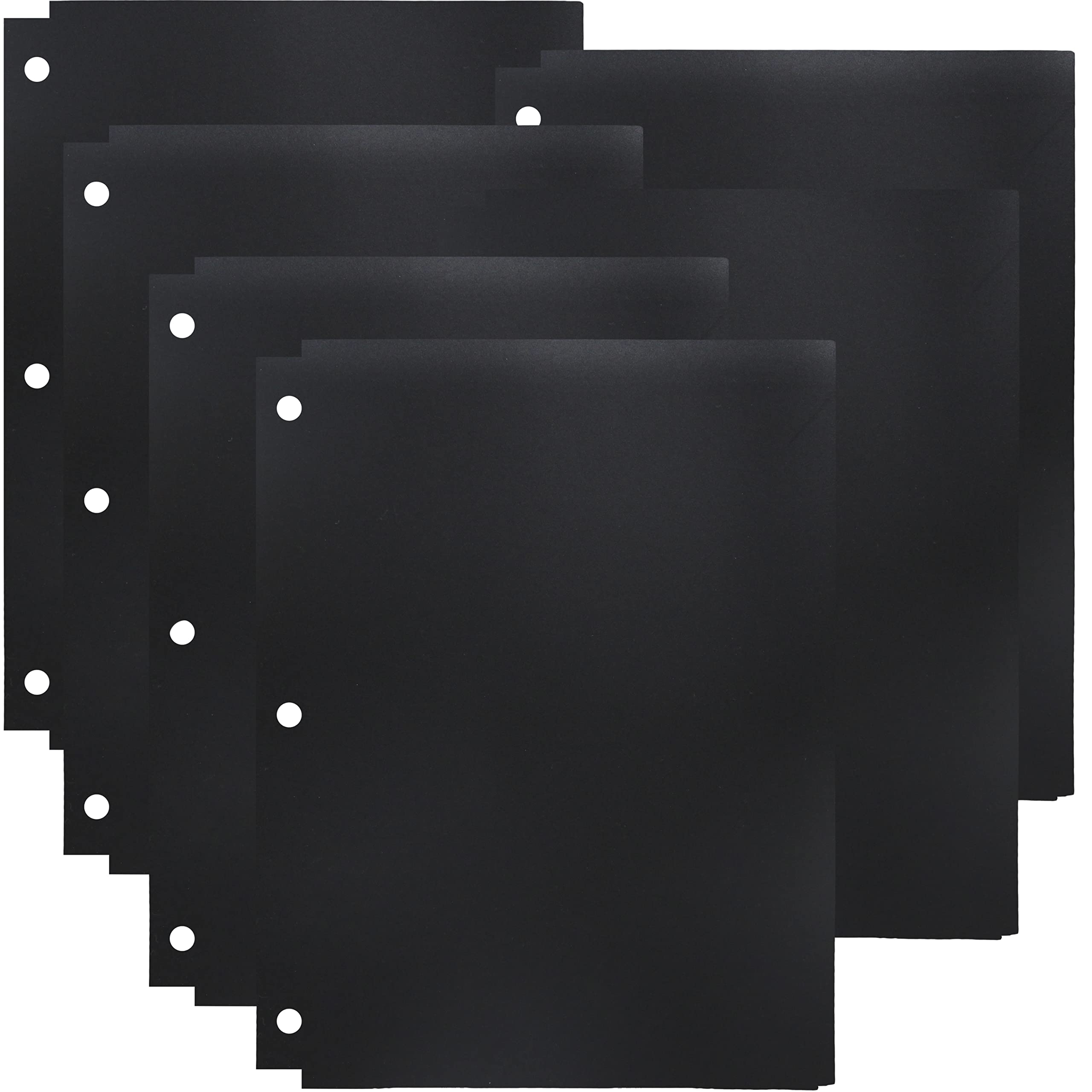 Youngever 6 Pack Heavy Duty Plastic 2-Pocket Folders with 3-Hole Punch - Black Binder Dividers with Notches for School, Office & Organization - Perfect for Class Notes, Work Documents & File Storage