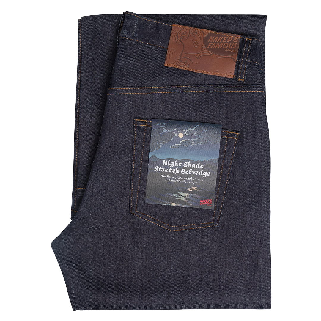 Naked & Famous Nightshade Stretch Selvedge Jeans - True Guy Fit for Men | Comfortable Slim Straight Denim Pants for Casual Wear & Night Out