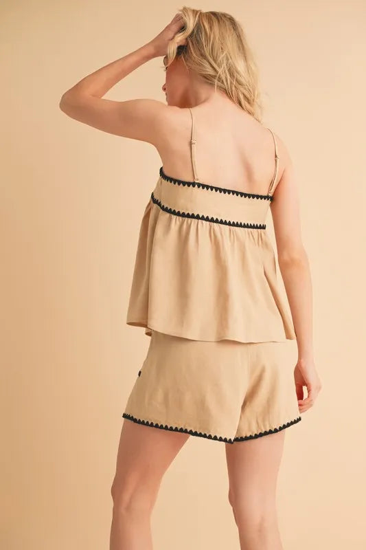 Stylish Rickrack Trim Resort Shorts for Women - Comfortable & Trendy Beachwear for Vacation, Poolside, and Summer Outings