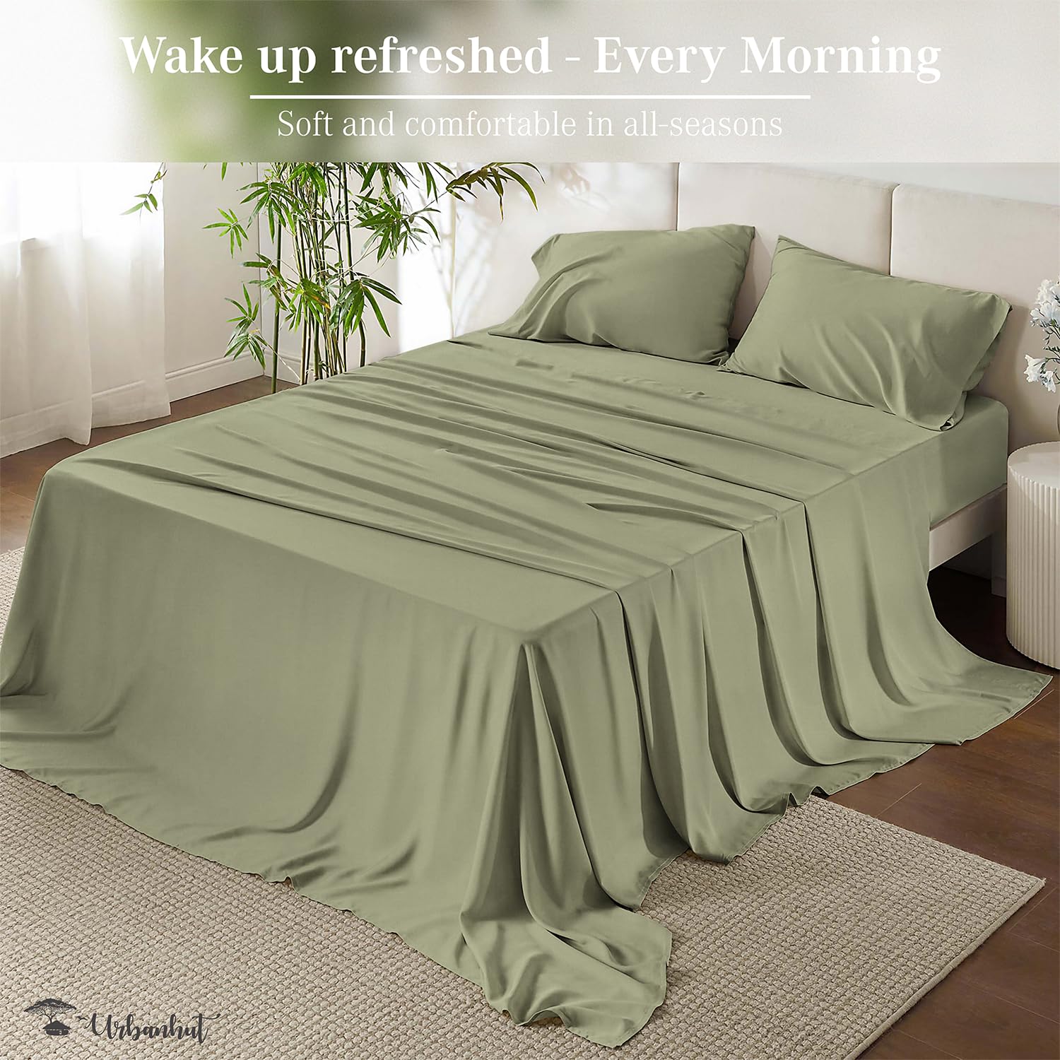 Premium 800 Thread Count Egyptian Cotton Sheets Set Full Size - 4 Piece Luxury Bedding with Sateen Finish for 16