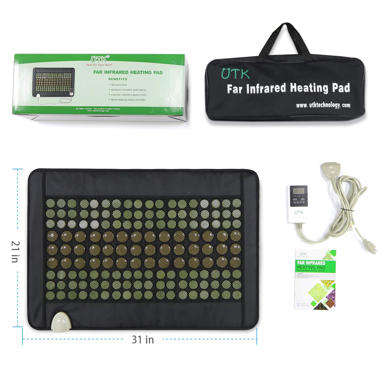 Far Infrared Heating Pad with Photon Therapy Lamp - Pain Relief for Back, Neck & Shoulders - Perfect for Home, Office & Travel Use
