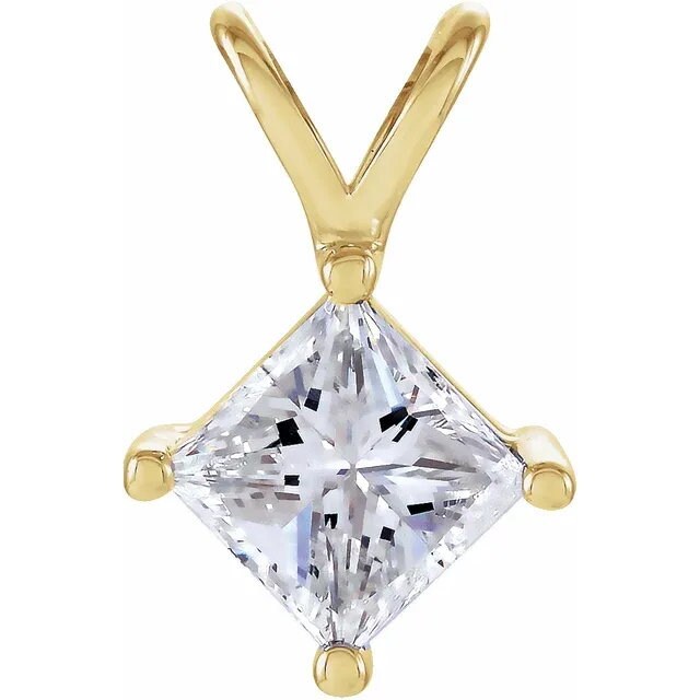 Solid Sterling Silver or 14kt Gold 6mm-11mm Square Princess Cut Pendant Setting | Premium Jewelry Setting for Engagement Rings & Necklaces | Handcrafted in USA