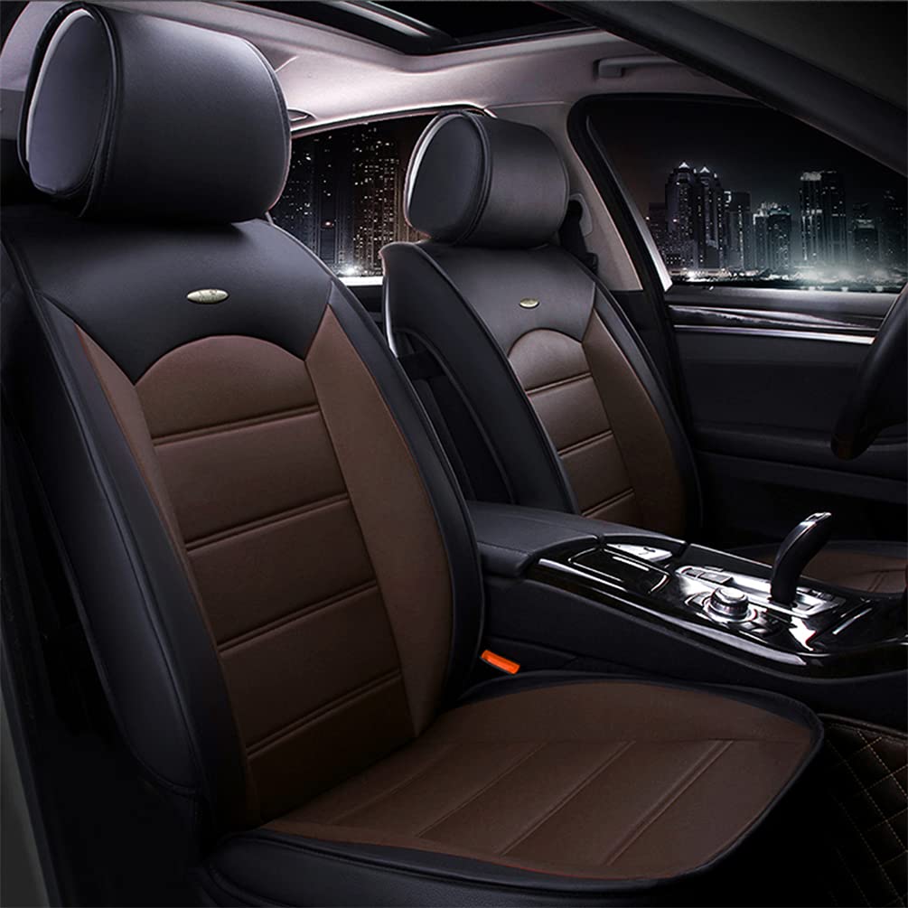 Premium Custom Leather Car Seat Covers for Toyota RAV4 Hybrid Limited Prime SE 2002-2021 - Waterproof & Wear-Resistant All-Season Front Seat Covers in Black Coffee - Perfect for Daily Commute, Road Trips & SUV Protection