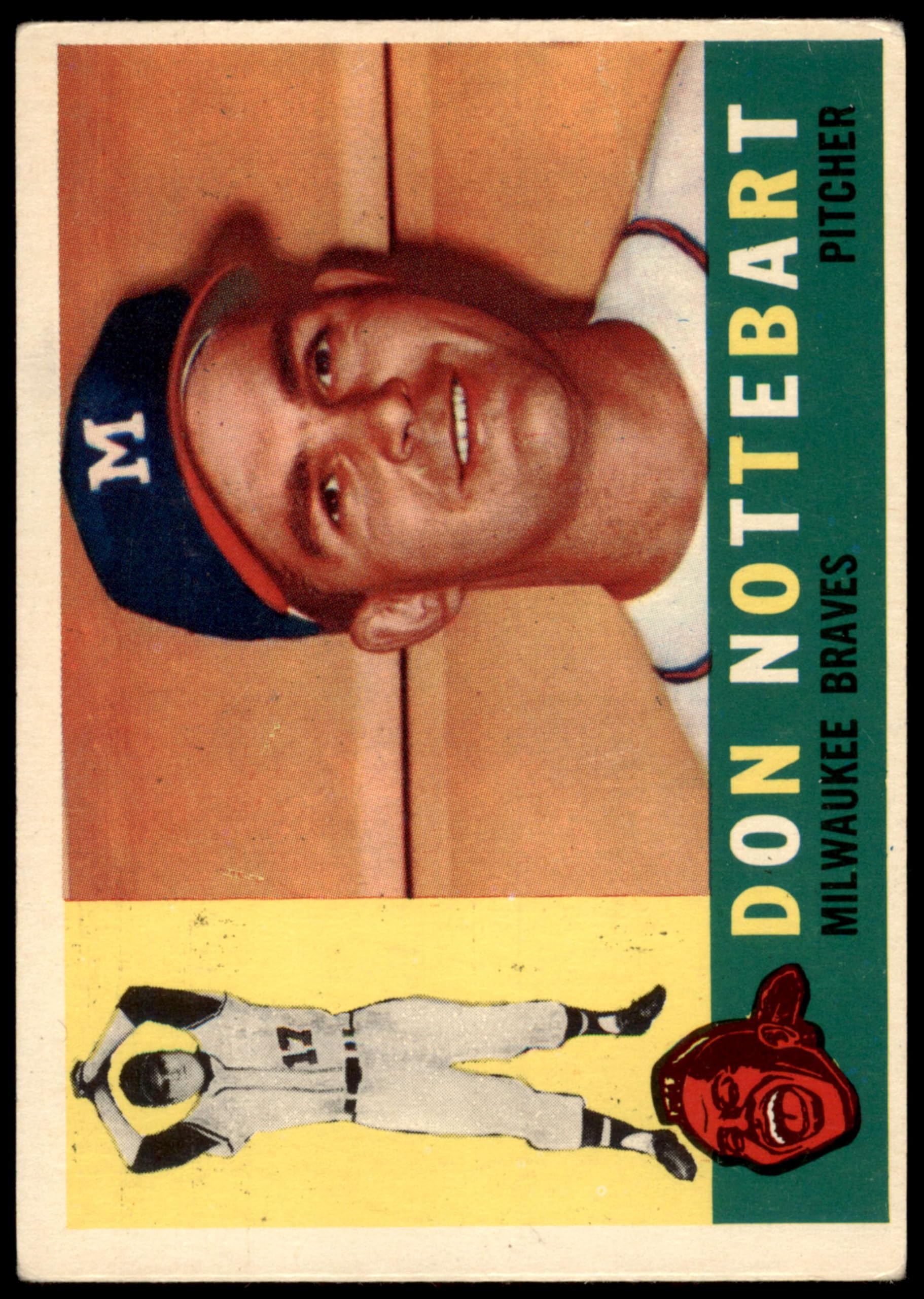 1960 Topps #351 Don Nottebart Milwaukee Braves Baseball Card - Vintage MLB Collectible - Perfect for Sports Memorabilia Collections & Baseball Fan Gifts