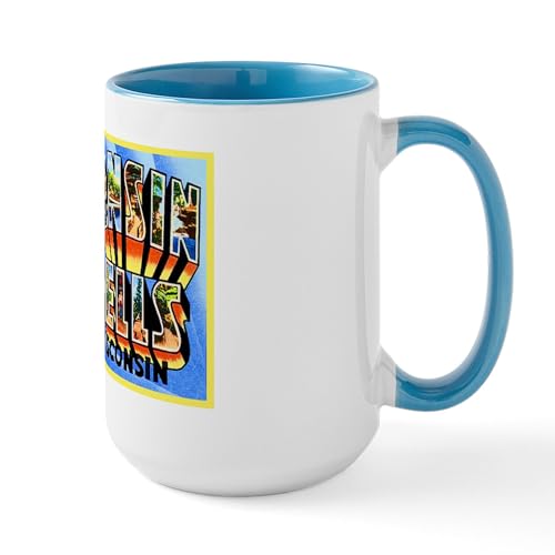 White/Blue Inside - Wisconsin Dells Greetings Large Mug