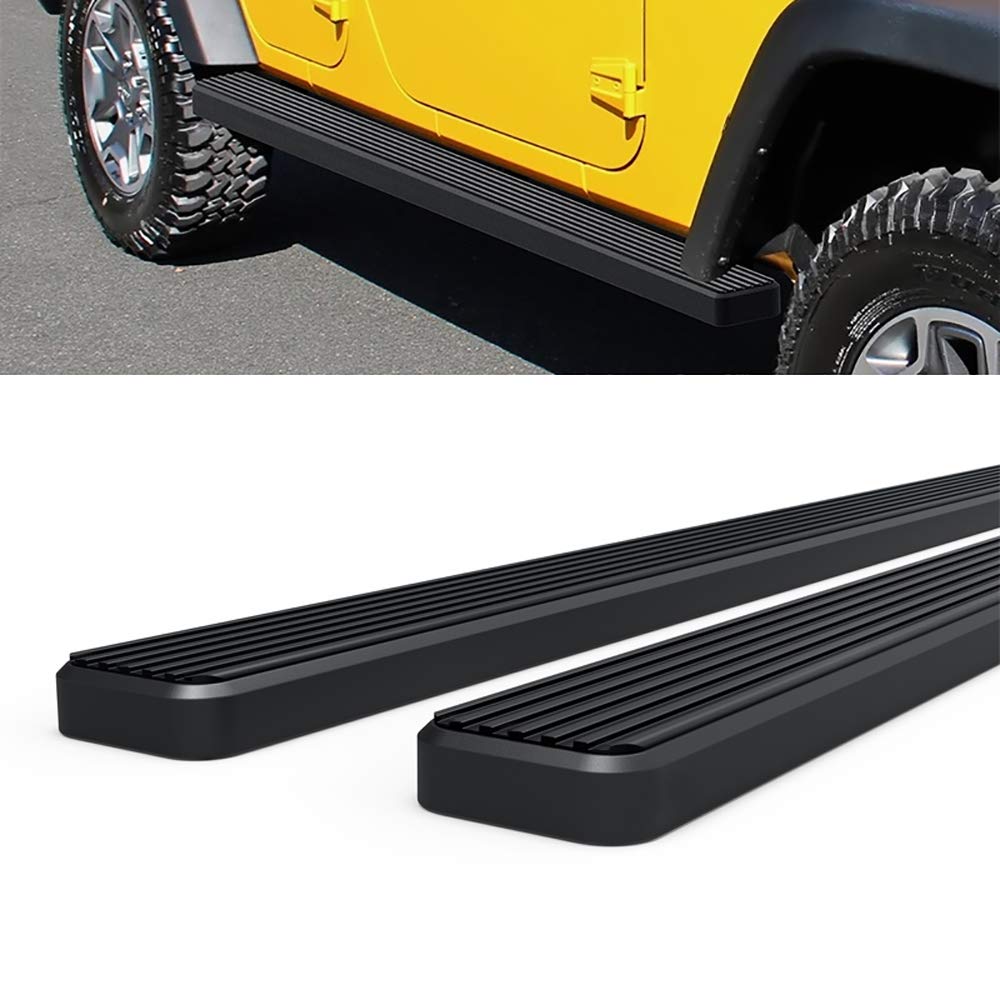 APS Running Boards for Jeep Wrangler JK 2007-2018 4-Door - Black Powder Coated 4