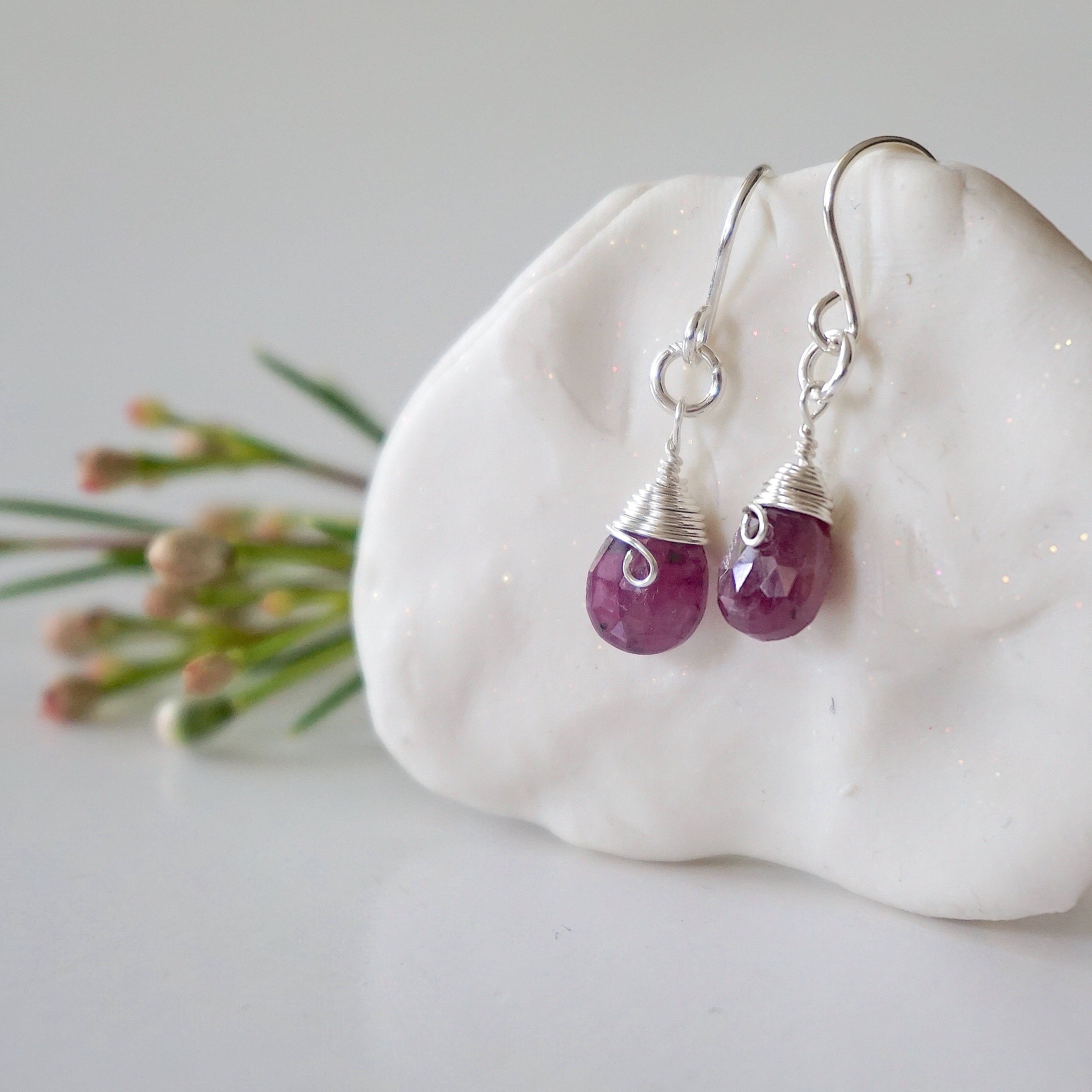 Ruby Teardrop Earrings - Sterling Silver Jewelry for Women | Elegant Dangle Earrings for Parties, Weddings & Special Occasions