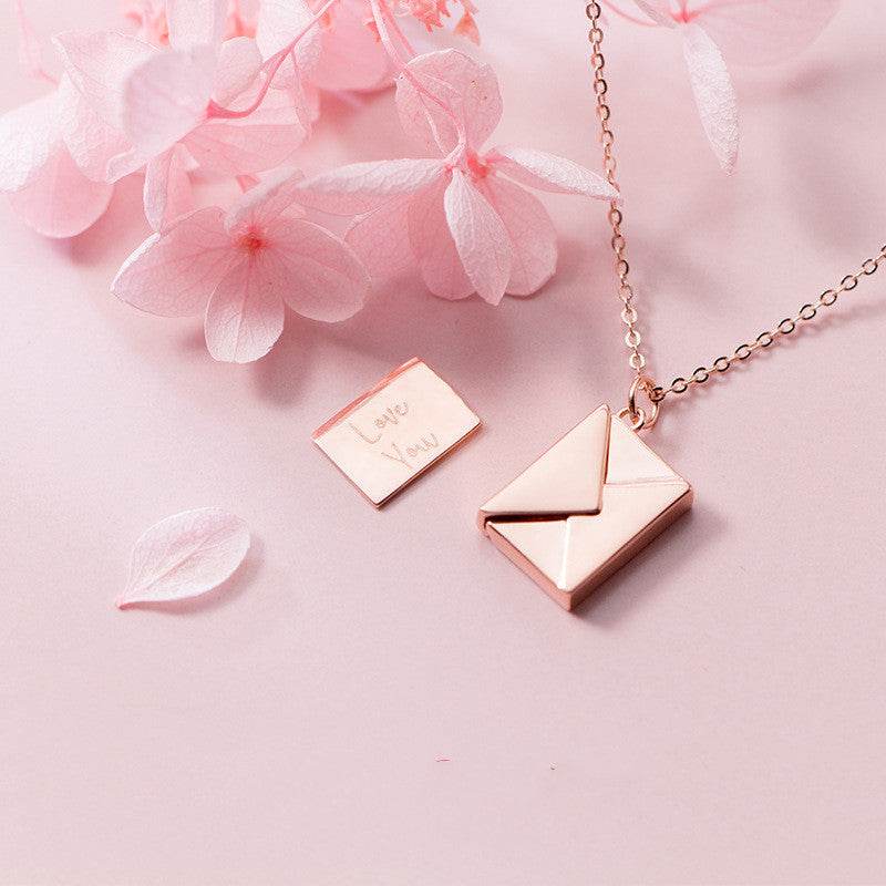 Personalized Sterling Silver Envelope Necklace for Women - Engraved Name Initial Pendant Jewelry Gift for Mom, Wife, Girlfriend - Perfect for Anniversaries, Birthdays & Valentine's Day