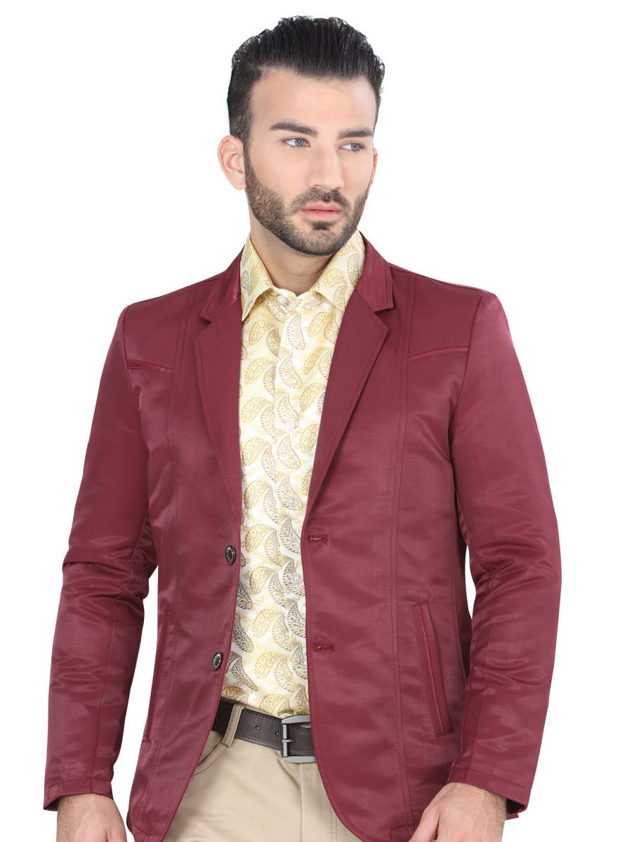 El Señor de los Cielos Men's Casual Blazer Jacket - Burgundy Color Slim Fit Business Casual Coat for Office, Wedding & Night Out