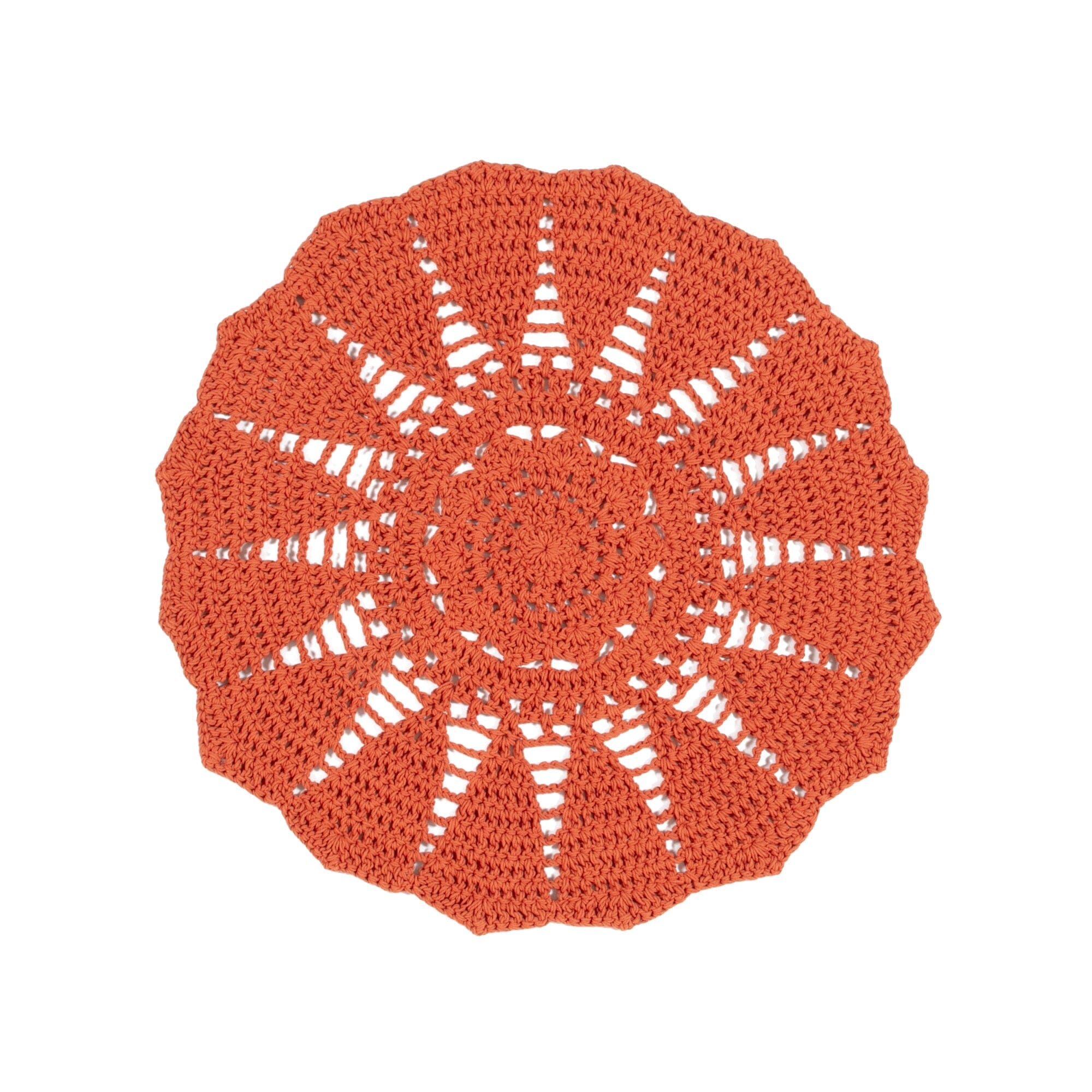 Handmade Orange Crochet Flower Rug - 39