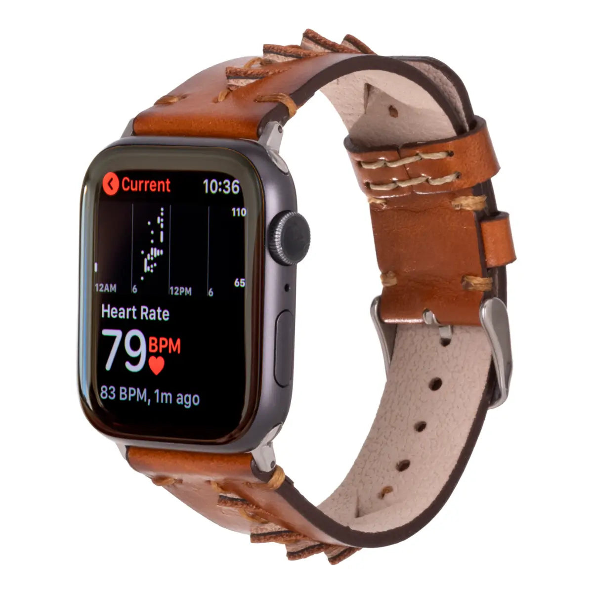 Premium Brown Leather Sport Band for Apple Watch - Comfortable & Durable Strap for Workouts & Daily Wear - Compatible with All Apple Watch Models (Boras)