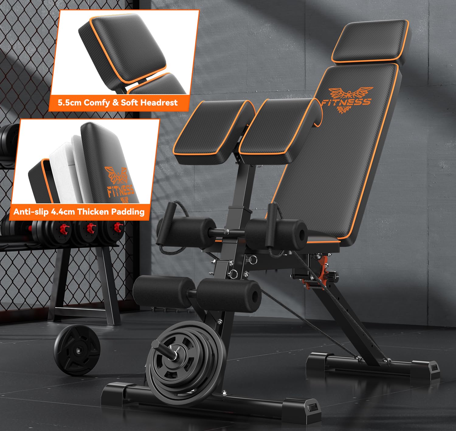 Dskeuzeew Folding Adjustable Weight Bench - 300kg/660LB Capacity Home Gym Equipment for Strength Training & Workouts | Perfect for Small Spaces & Home Fitness