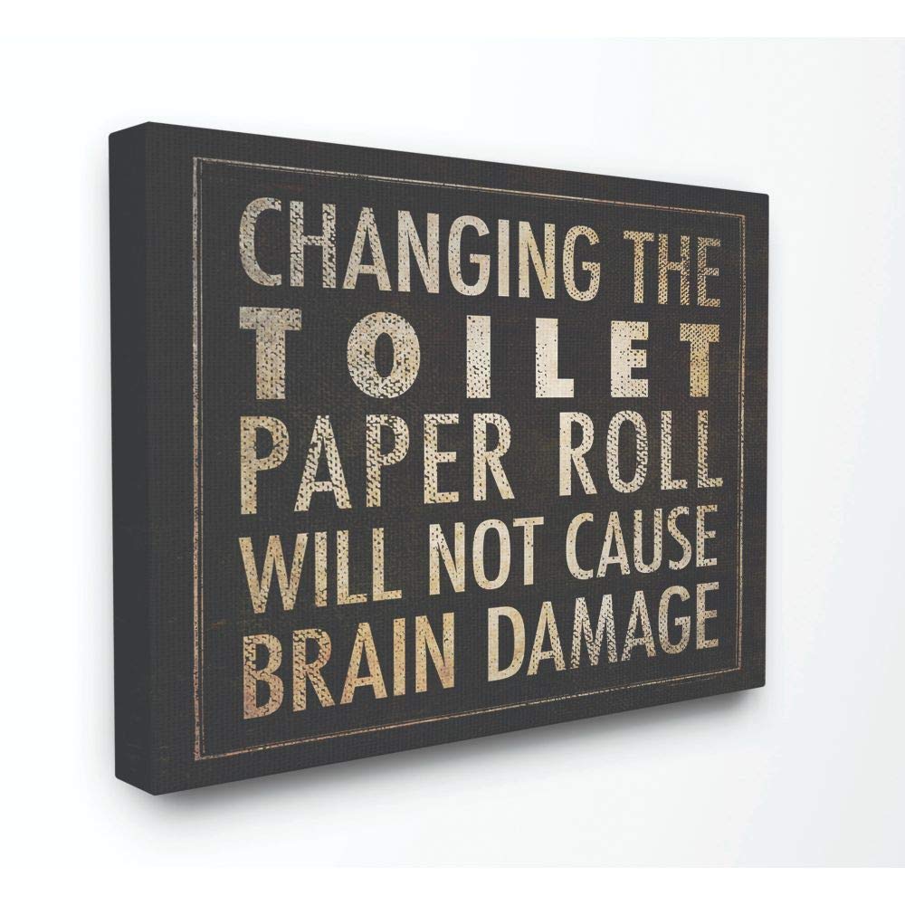 Stupell Industries 'Changing The Toilet Paper' Black Bathroom Canvas Wall Art - 36