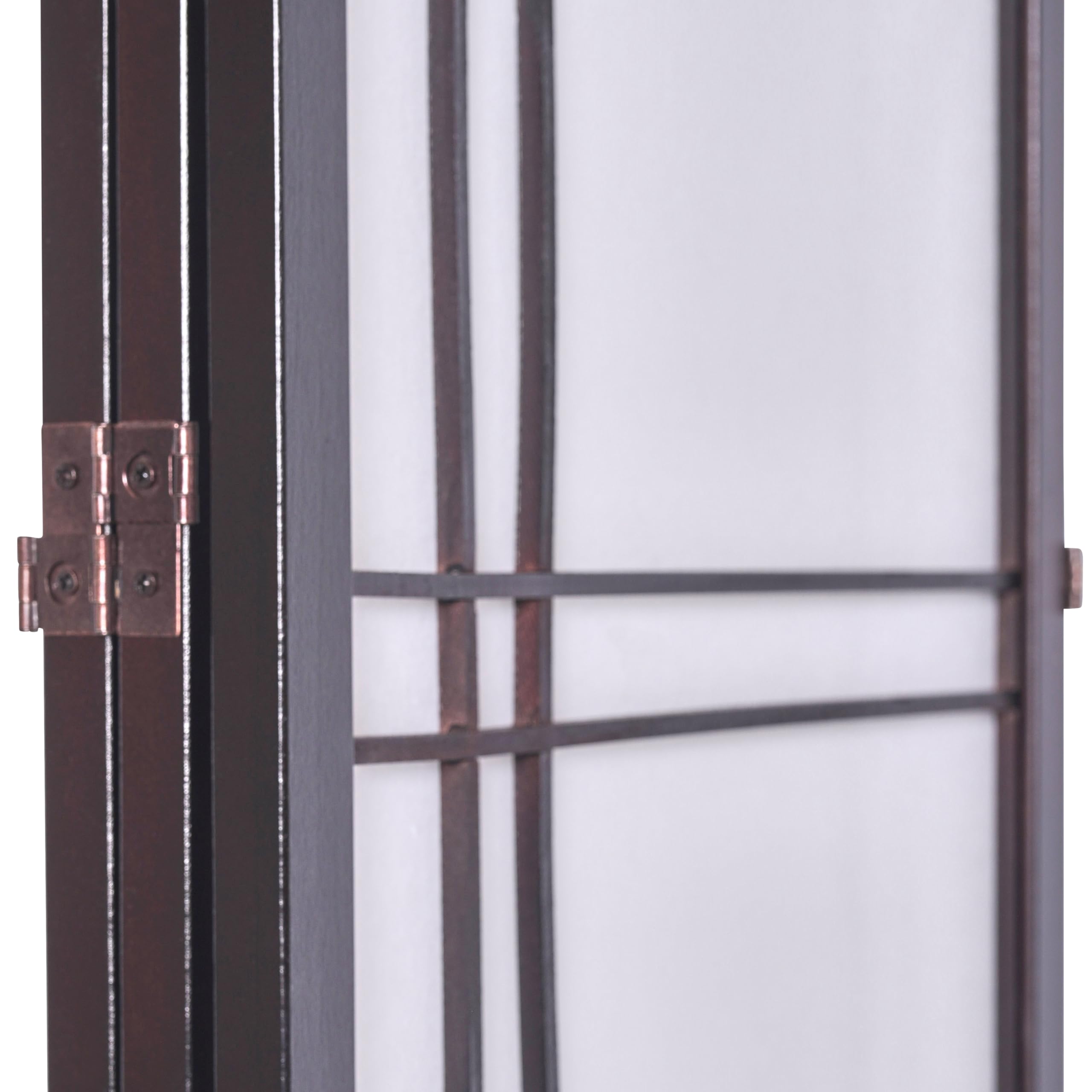 Legacy Decor 3-Panel Room Divider - Shoji Style Privacy Screen with Espresso Finish Lattice Design for Bedroom, Office & Living Room Separation