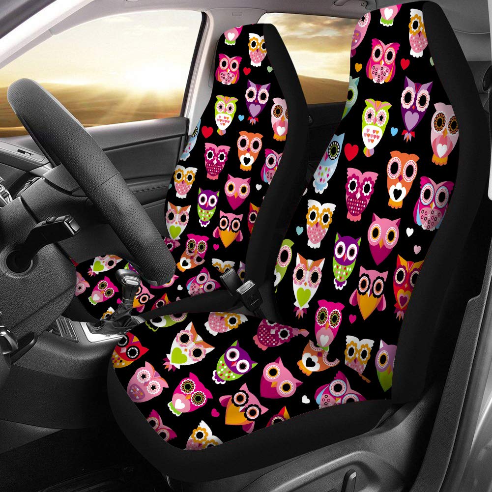Chaqlin Cartoon Car Seat Covers for Women - Pack of 2 Classic Saddle Blanket Style Universal Fit Seat Protectors | Perfect for Daily Commute, Road Trips & Car Interior Decoration