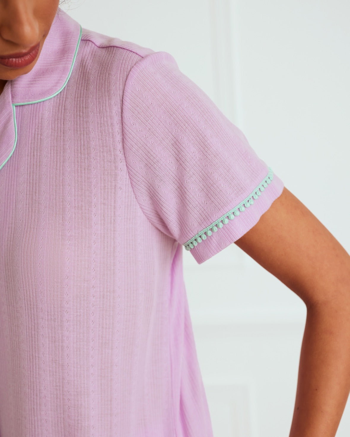 Pointelle Button-Up Short Pajama Set for Women - Soft & Breathable Sleepwear for Summer Nights - Perfect for Lounging, Travel & Sleepovers