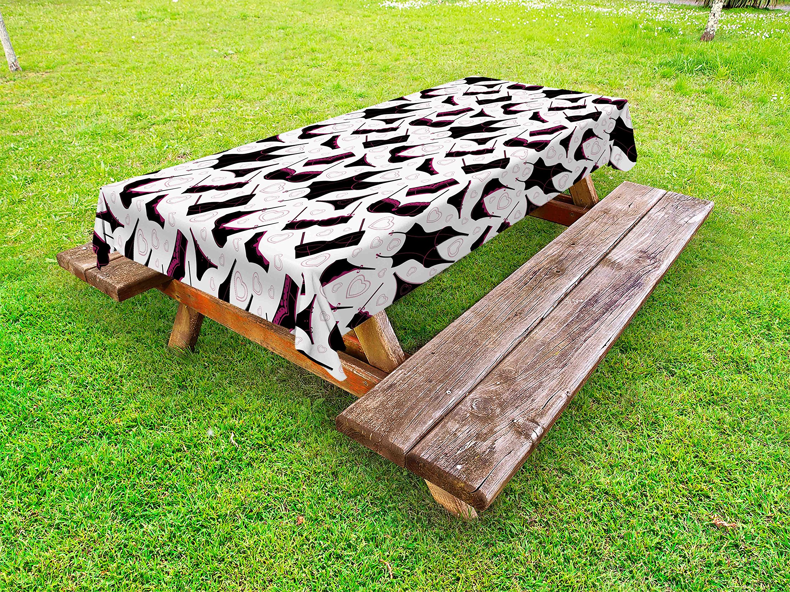 Ambesonne Retro Floral Lingerie Pattern Tablecloth - Washable Picnic Table Cover 58