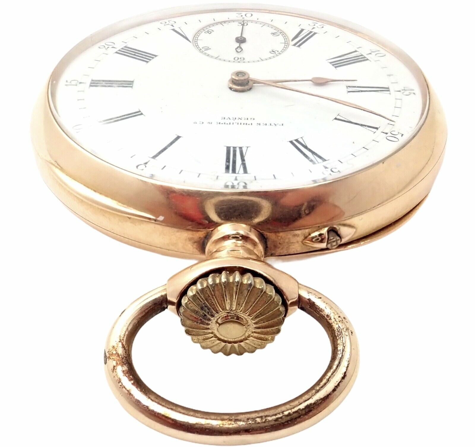 Vintage Patek Philippe 18k Yellow Gold Triple Signed Pocket Watch c.1890 - Antique Swiss Luxury Timepiece for Collectors & Special Occasions