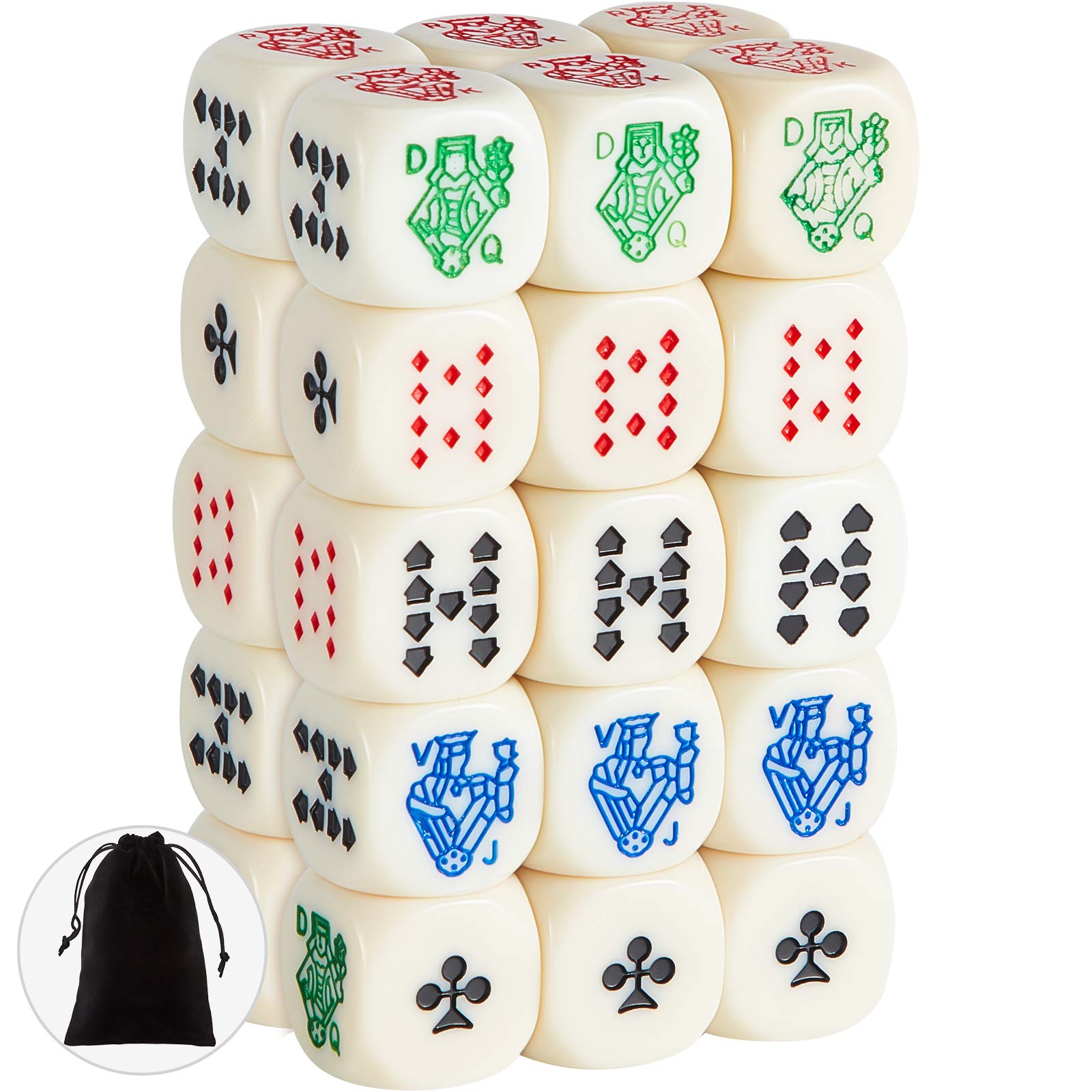 30-Piece 16mm 6-Sided Poker Dice Set - Professional Casino Style Dice for Poker, Blackjack, Craps & Board Games - Perfect for Game Nights, Gambling Parties & Casino-Themed Events