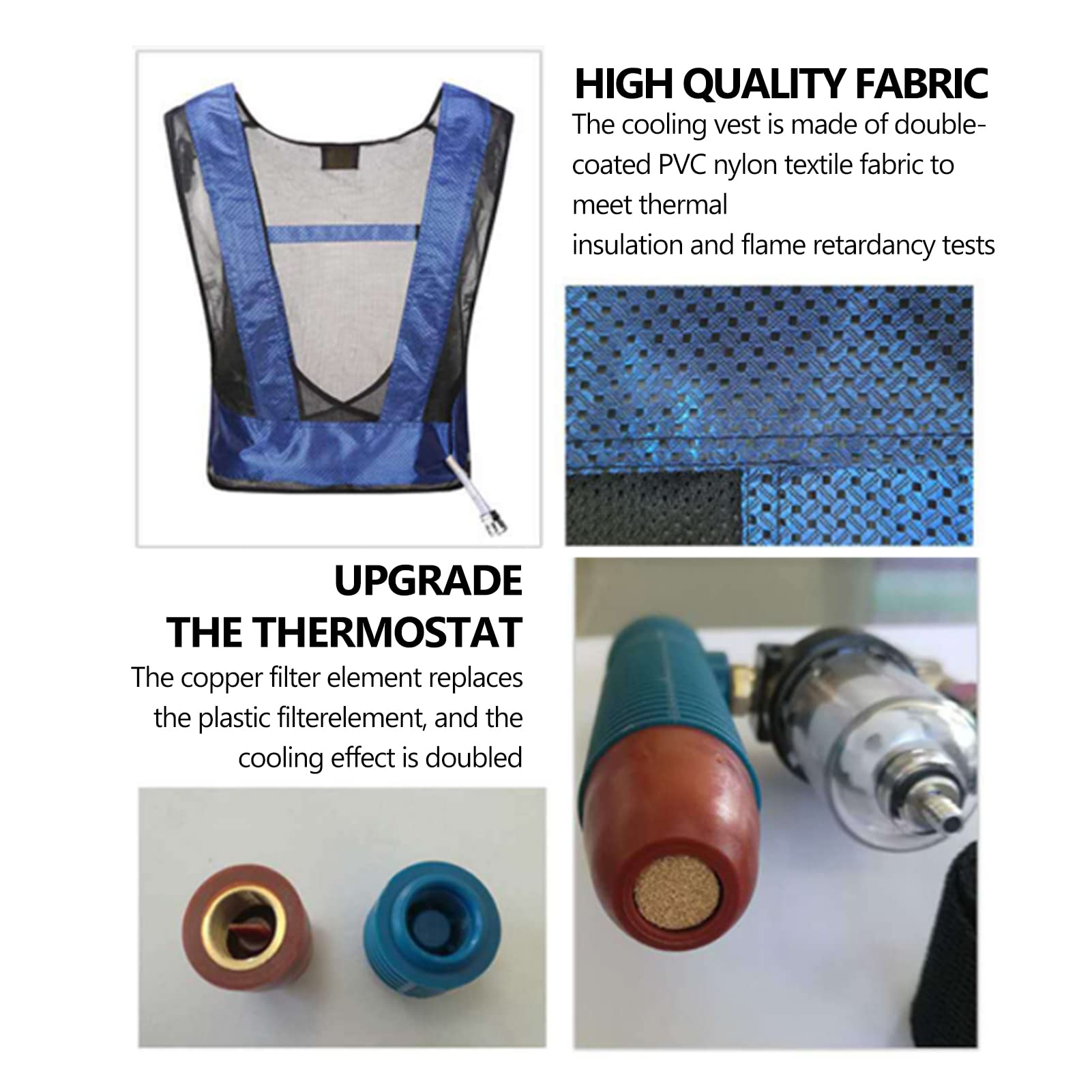 GLOGLOW Cooling Vest for Welding - Steel Air Compressed Cooling Waistcoat with Vortex Tube Technology | Ice Vest for Heat Relief | Perfect for Construction, Outdoor Work & Hot Weather Activities
