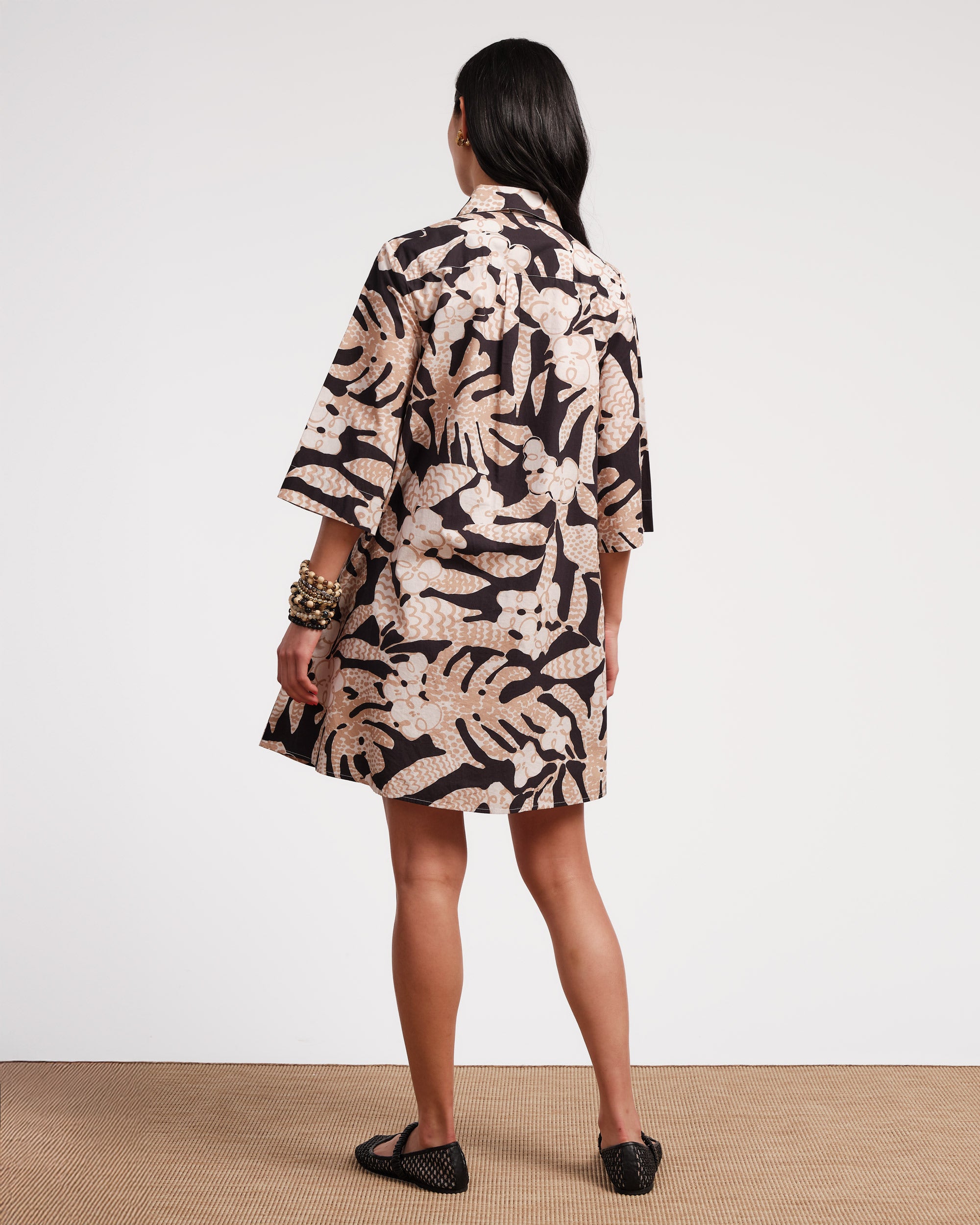Isla Shirtdress - Stylish Floral Print Women's Dress for Casual & Office Wear | Sketchy Jungle Design | Perfect for Summer Outfits & Vacation Essentials