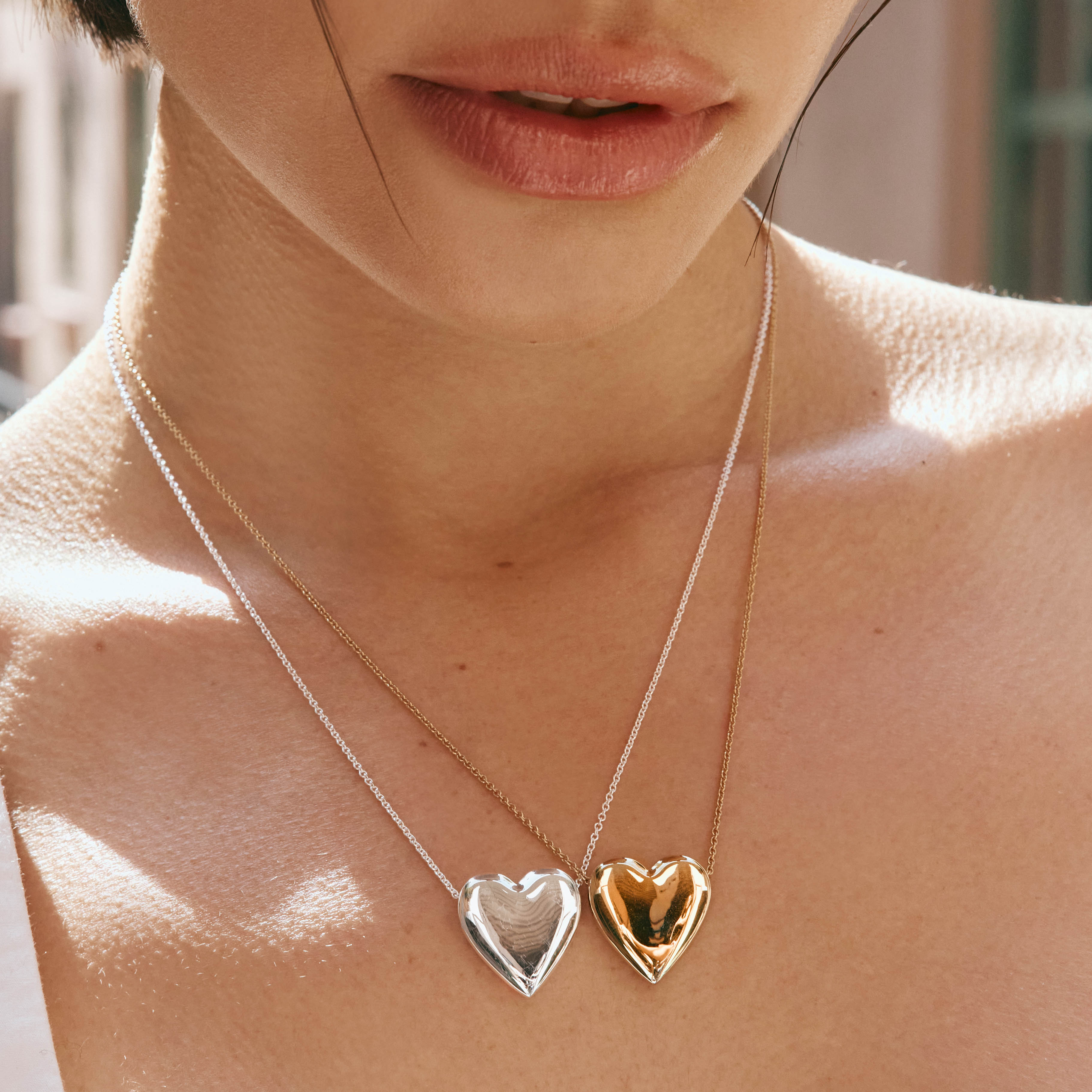 Elegant Silver Puff Heart Necklace for Women - Perfect Gift for Valentine's Day, Anniversary & Romantic Occasions