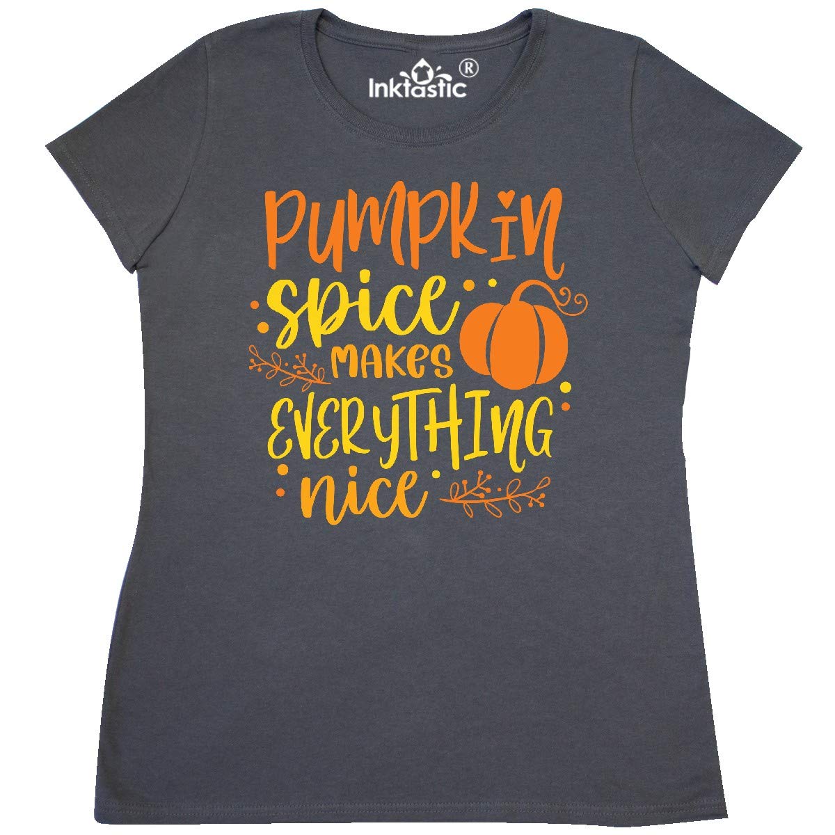Inktastic Thanksgiving Pumpkin Spice Makes Everything Nice Women's T-Shirt - Comfortable Casual Tee for Fall, Holiday Gatherings & Autumn Outfits