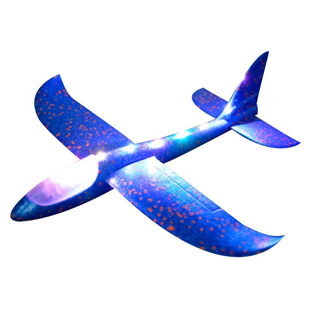 HeavyKin Foam Glider Airplane Toy - LED Hand Launch for Outdoor Fun