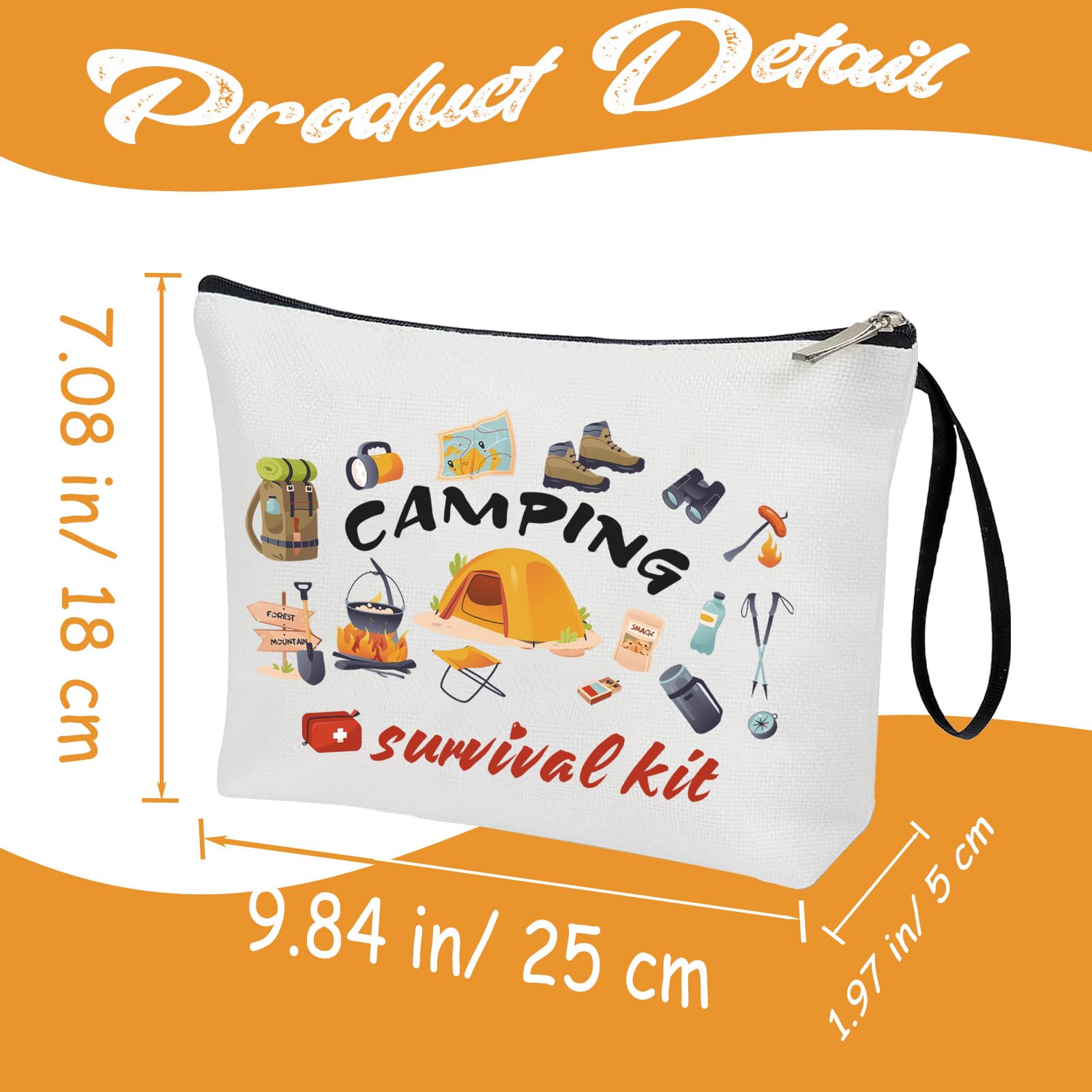 **Camping Survival Kit - Waterproof Makeup Bag with Zipper for Women | Perfect Gift for Camping Lovers, Outdoor Enthusiasts & Travelers | Great for Hiking, Backpacking & Road Trips**