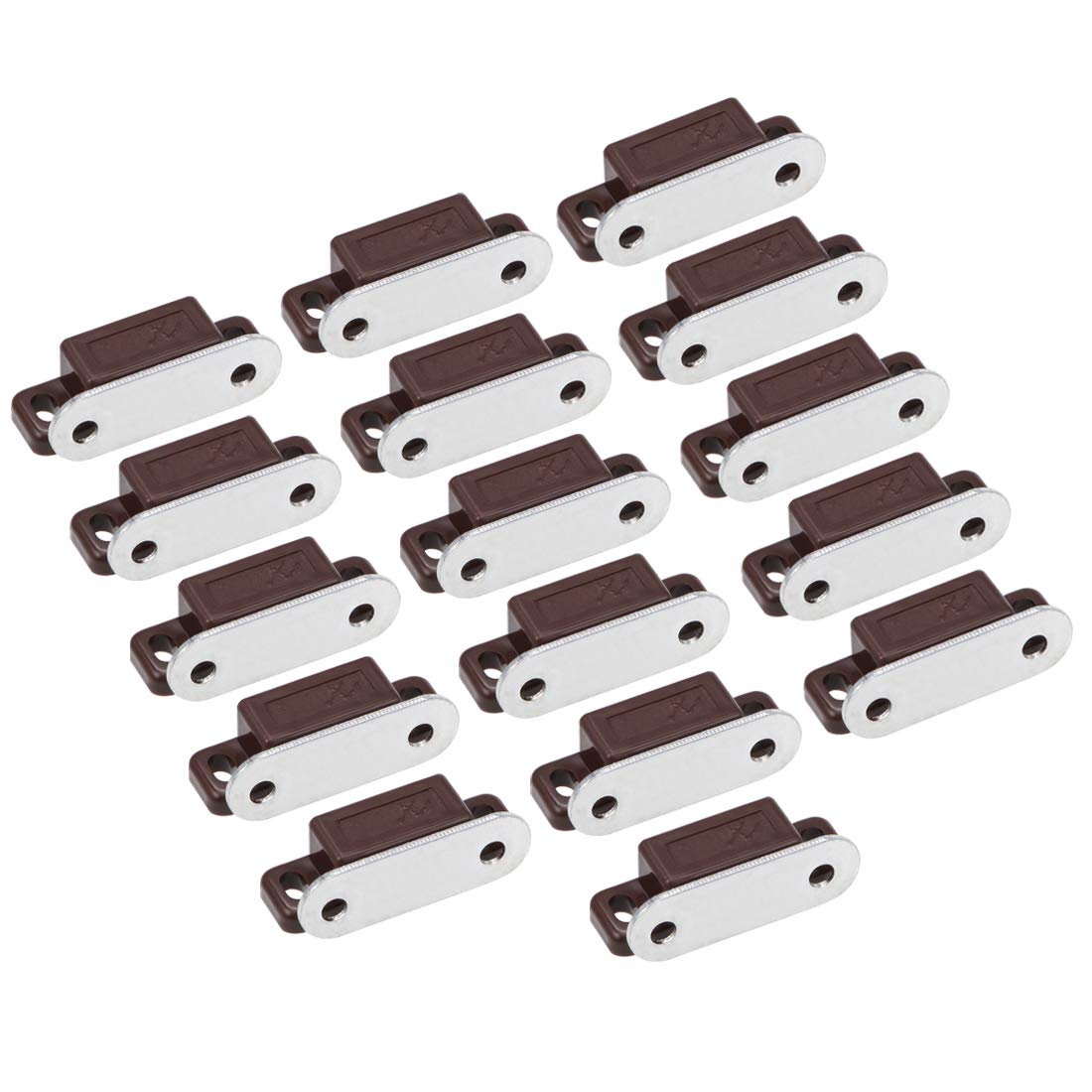 uxcell 16pcs Brown Magnetic Cabinet Latches - Strong Hold for Bathroom, Kitchen & Closet Doors | Perfect for Home Organization & DIY Projects