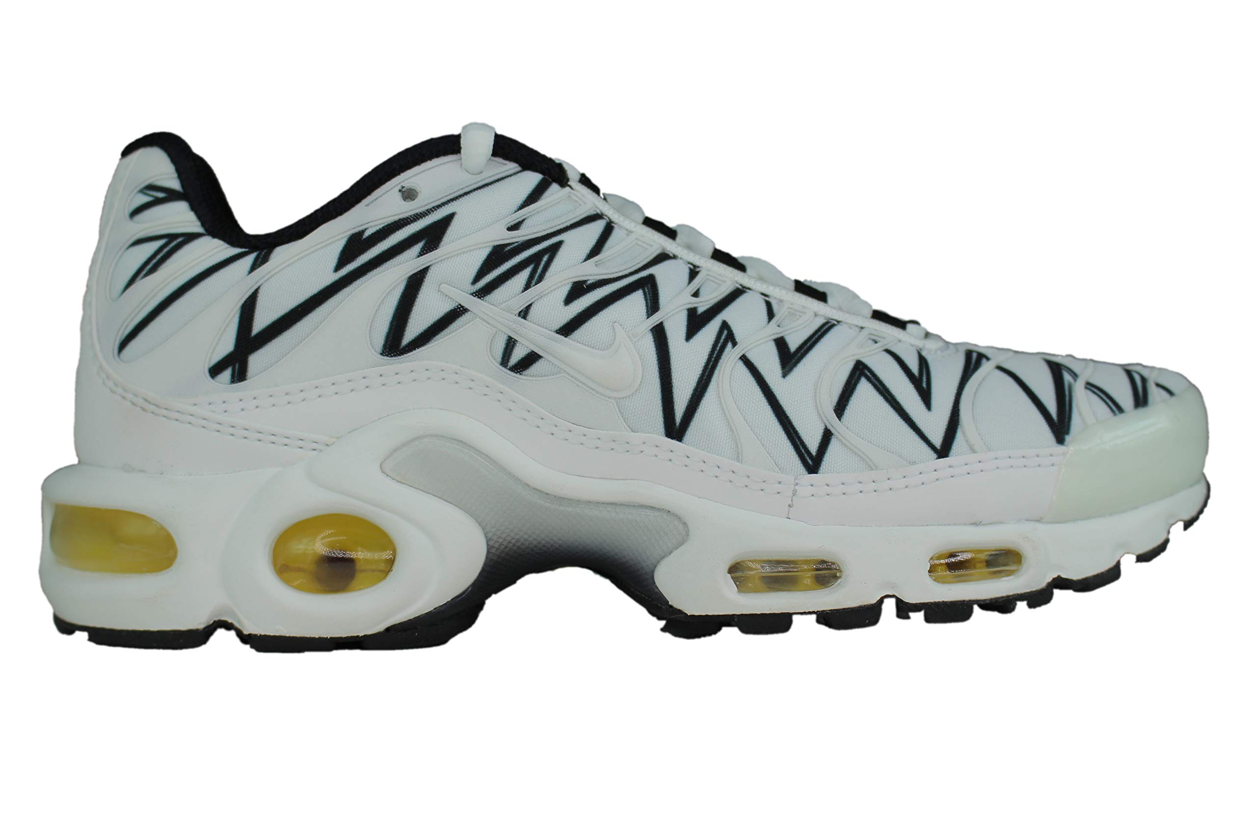 Nike Air Max Plus Men's Running Shoes - White/Black, Size 4.0 | Comfortable Cushioned Sneakers for Jogging, Gym Workouts & Casual Wear