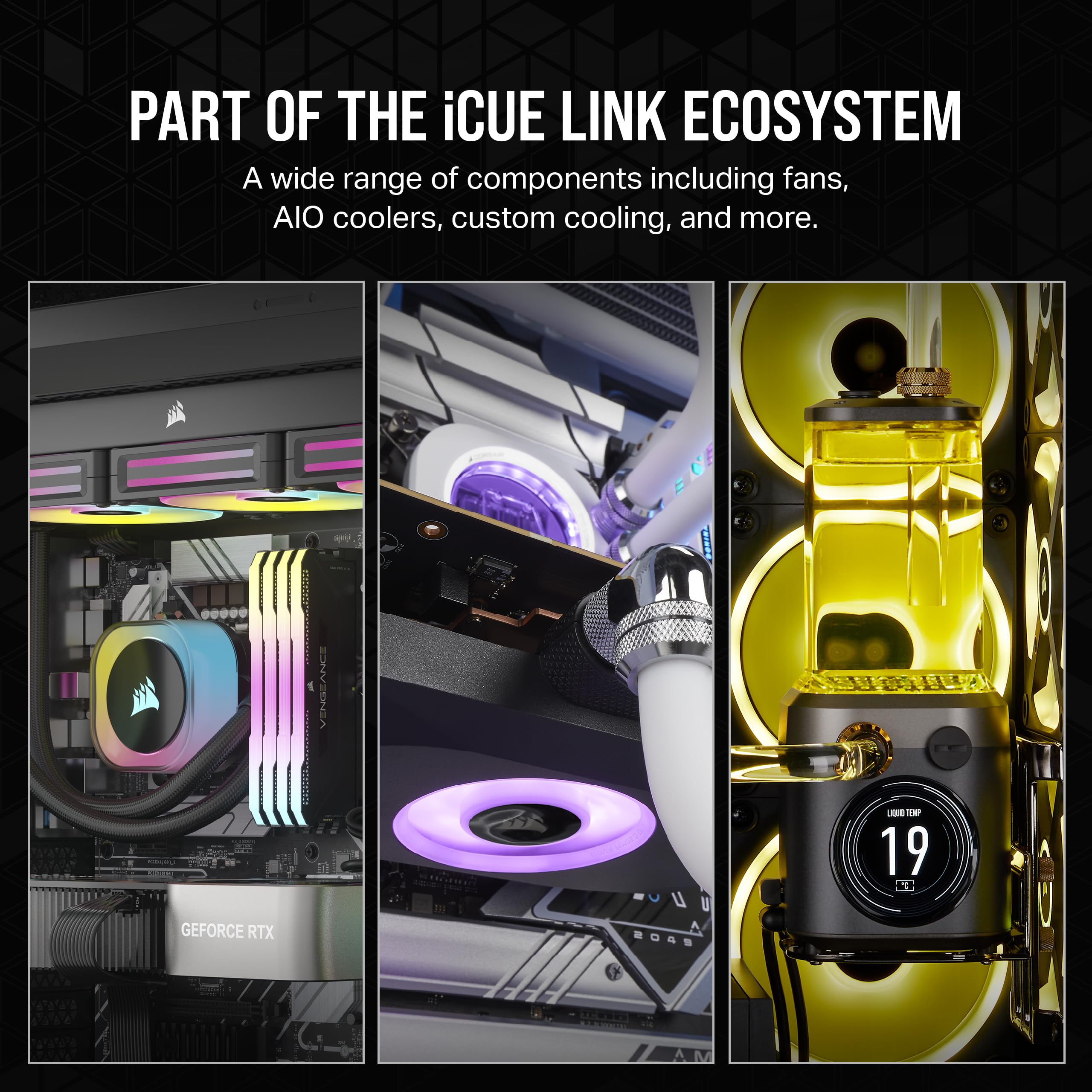 Corsair iCUE LINK QX140 RGB 140mm Magnetic Dome RGB PC Cooling Fans - Dual Fan Starter Kit with iCUE LINK System Hub - Black - Perfect for Gaming PC, Workstation & Custom PC Builds