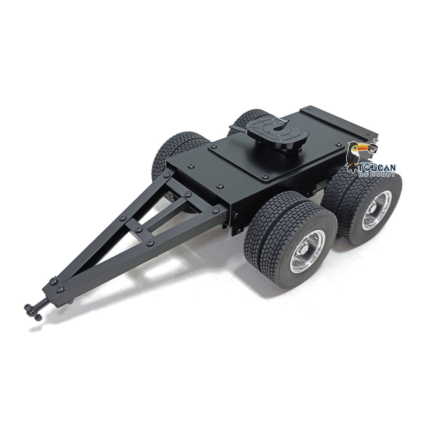 1/14 Scale Metal RC Trailer with 2 Axles & Fifth Wheel for LESU Remote Control Truck - DIY Construction Vehicle Model for Hobbyists | Perfect for Off-Road Play & Display Collections