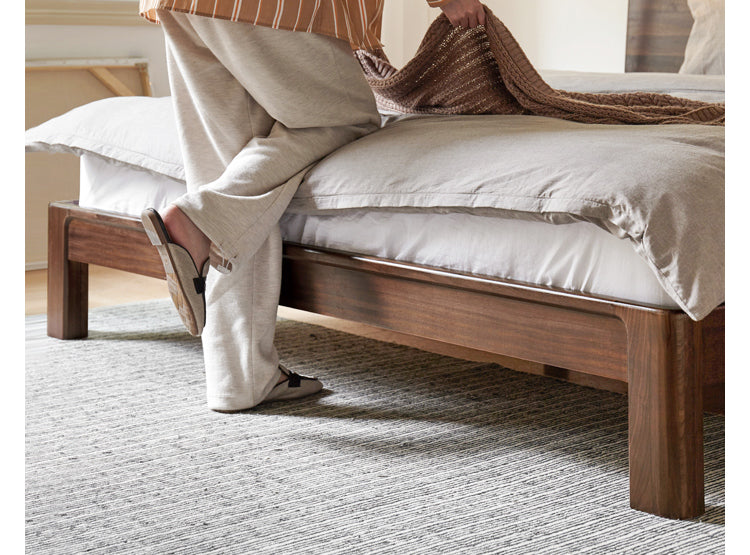 Premium Black Walnut Solid Wood Bed Frame - Queen Size, Handcrafted Hardwood Bed with Sturdy Support - Perfect for Master Bedroom, Guest Room & Farmhouse Decor