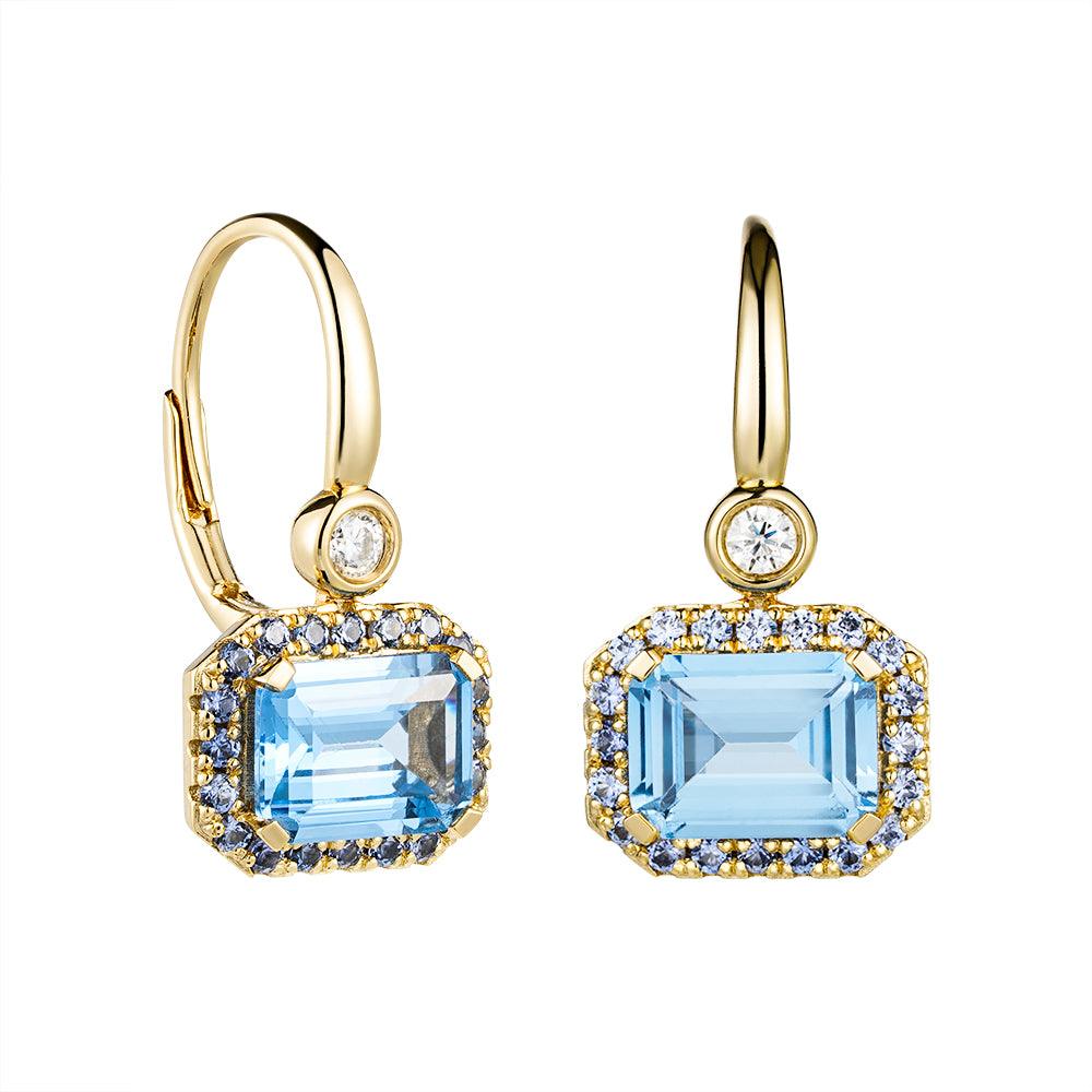 Stunning Aquamarine and Sapphire Earrings for Women - Elegant Jewelry Gift for Beach Wedding, Party & Special Occasions
