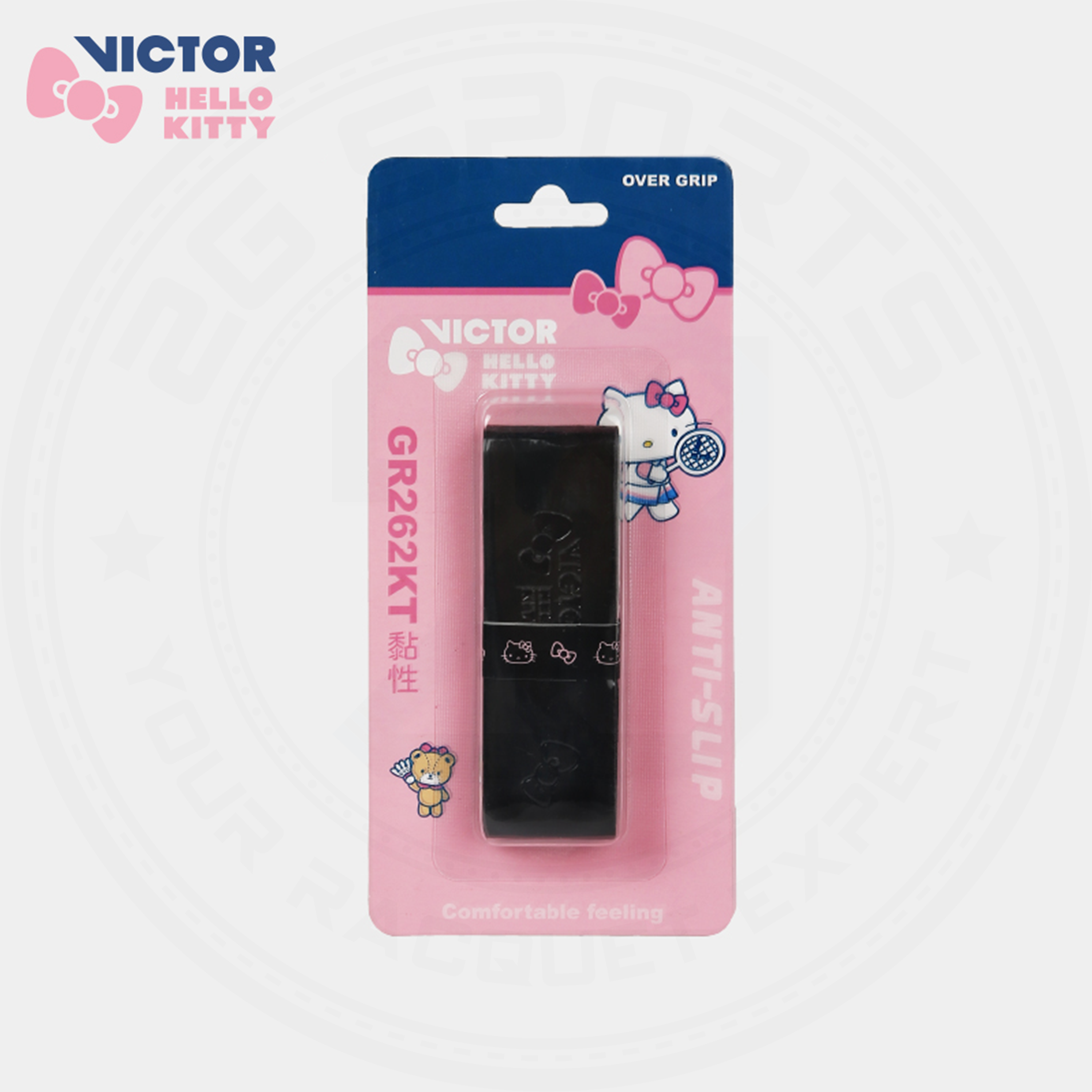 Victor X Hello Kitty GR262KT Tennis Racket Grip - Non-Slip Cushion Handle for Enhanced Comfort & Control - Perfect for Tennis, Badminton & Squash Players