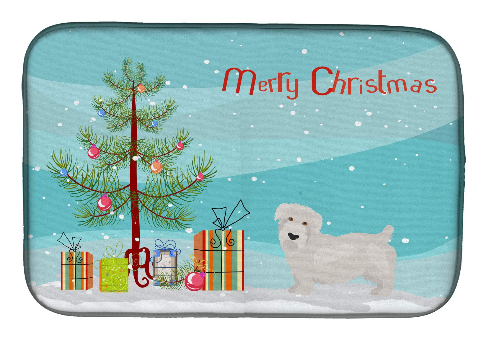 Christmas Tree Dish Drying Mat - Absorbent Kitchen Counter Pad (14x21