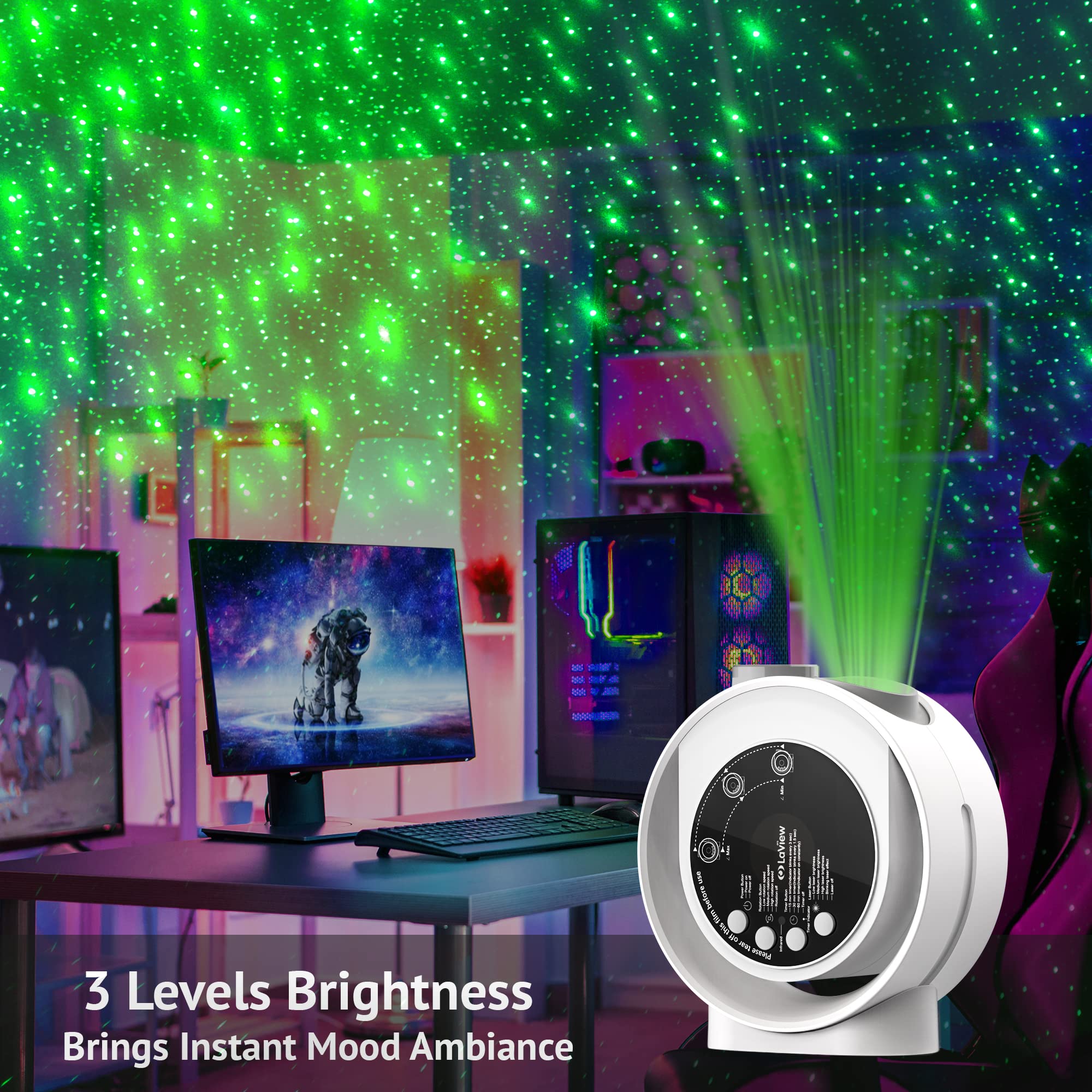 LaView Home Planetarium Star Projector - Ultra Clear Galaxy Night Light with 130 ft² Projection Area, Auto-Off Timer & Remote Control | 6K Discs Included | Perfect for Bedroom Decor, Kids Room, Meditation & Romantic Ambiance | Great Gift for Adults & Children