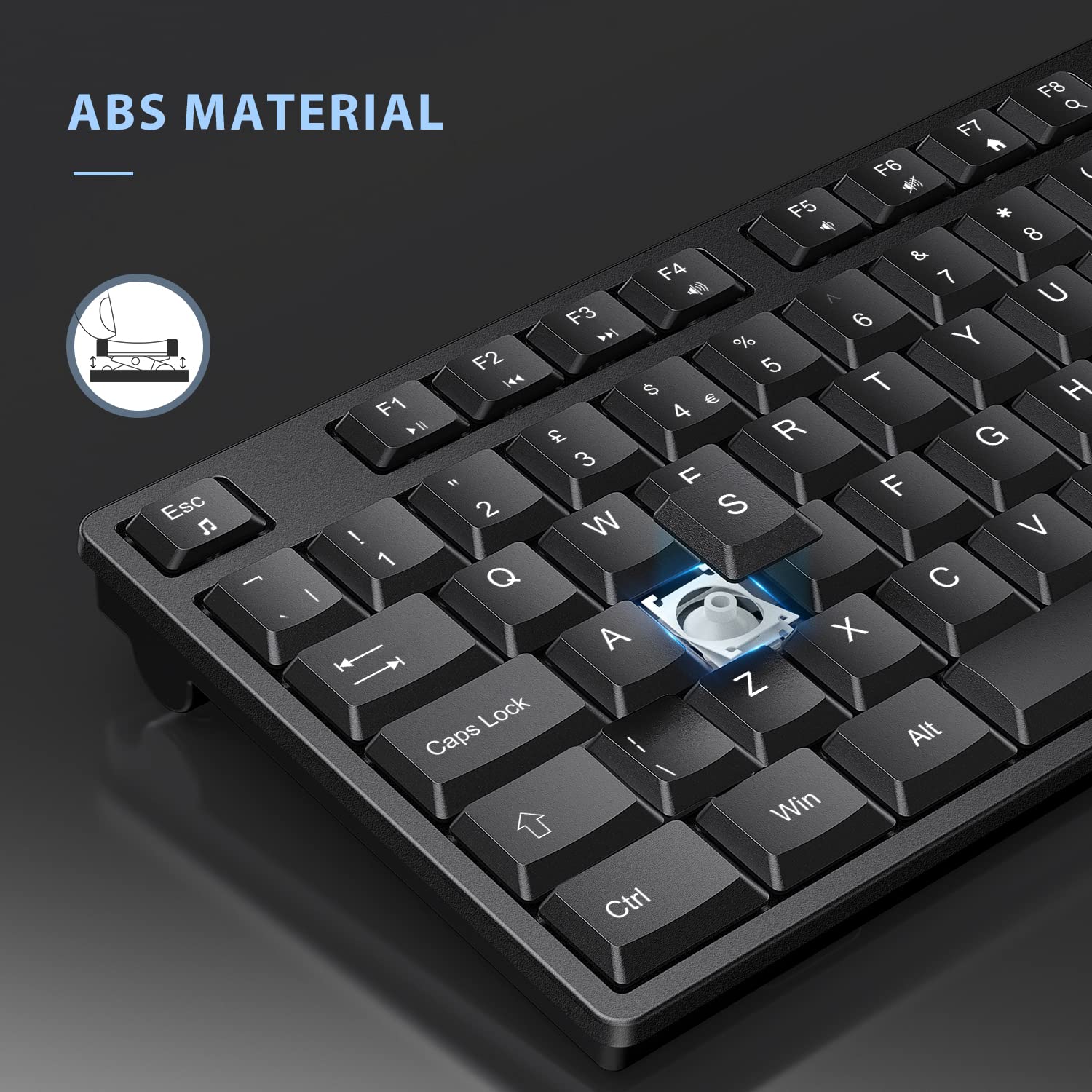 2.4G Wireless Keyboard and Mouse Set with USB Receiver - Full Size QWERTY UK Layout, Numeric Keypad & Multimedia Shortcuts for Windows PC/Laptop - Ergonomic Black Design for Office Work & Gaming