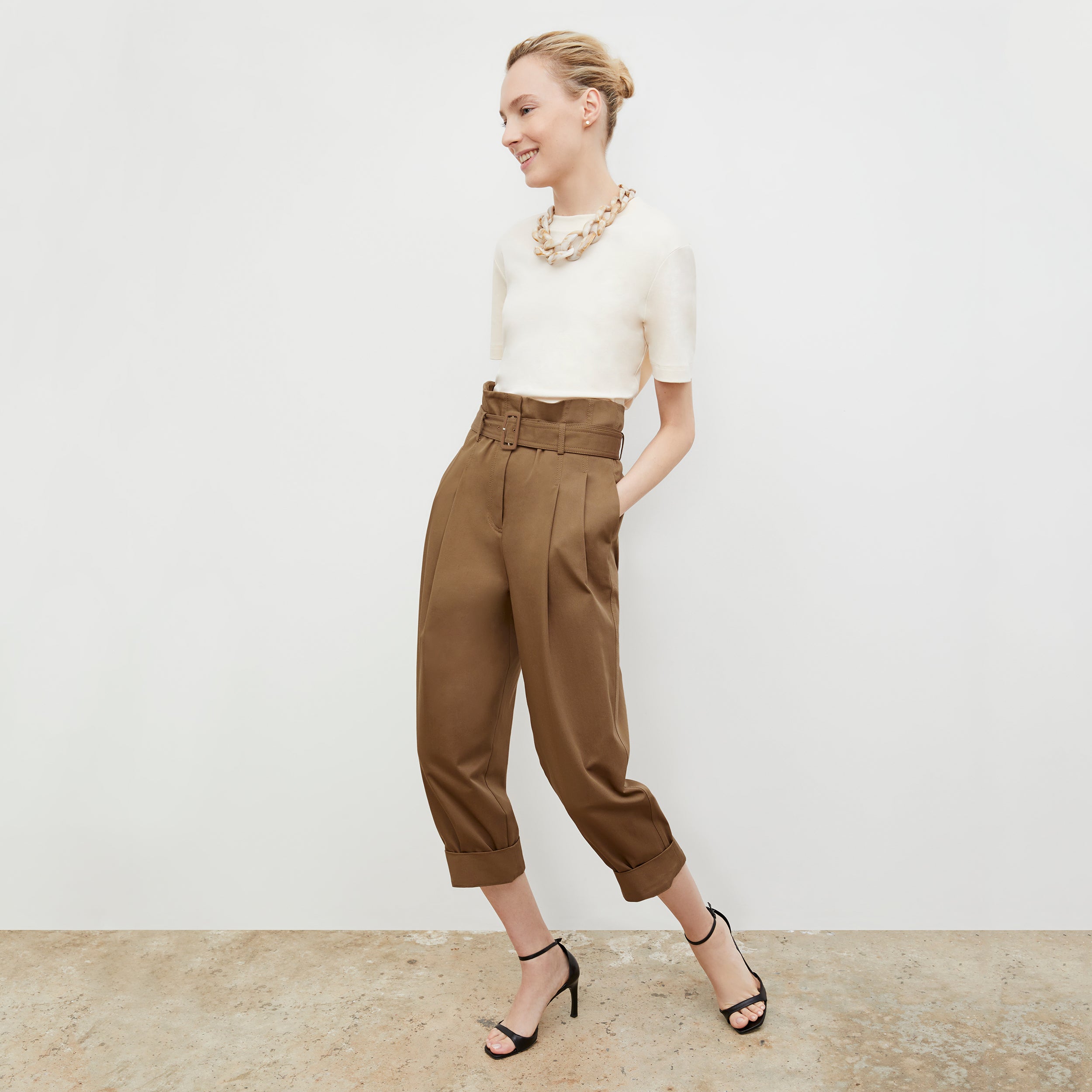 Talulah Eco Chino Pants in Sepia - Sustainable Women's Casual Trousers for Work & Everyday Wear