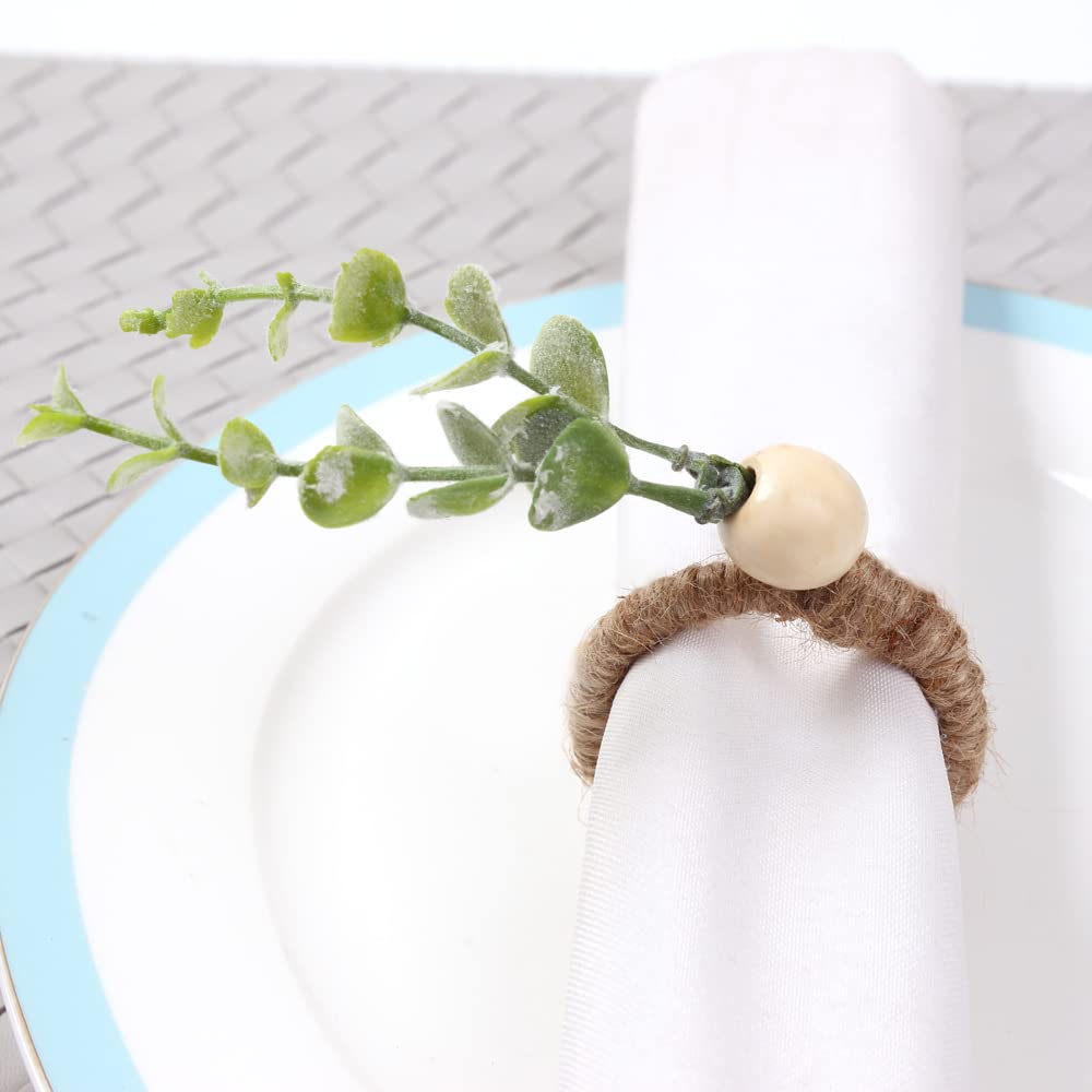 6 Pack Floral Napkin Rings Set - Rose Vine Design Napkin Holders for Spring Table Decor, Wedding, Party, and Home Dining Accessories - Aquatic Plants Theme