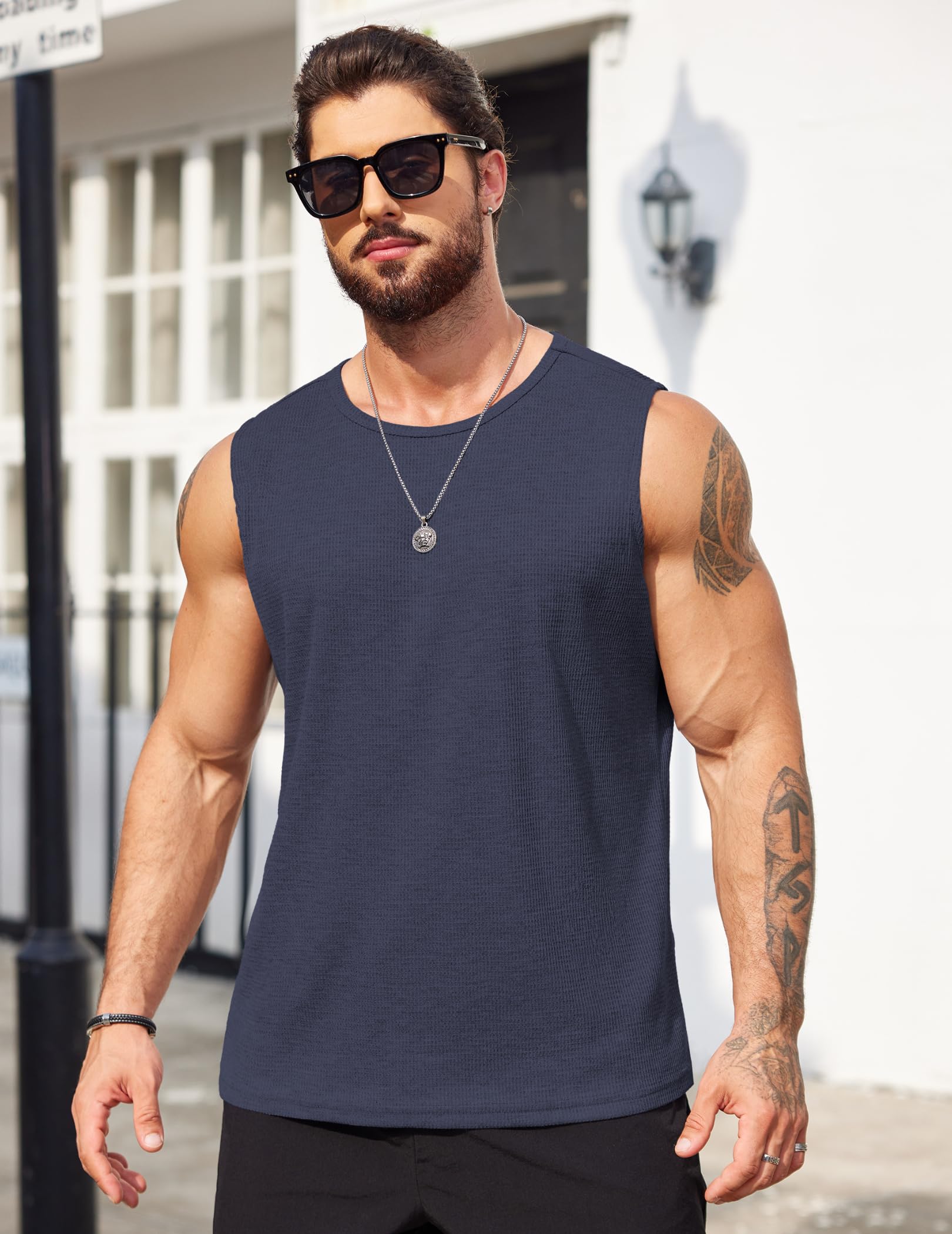 COOFANDY Men's Workout Tank Tops - 2 Pack Sleeveless Gym Shirts for Men, Breathable Waffle Knit Muscle Tees for Running, Weightlifting & Casual Wear | Athletic Performance & Comfort