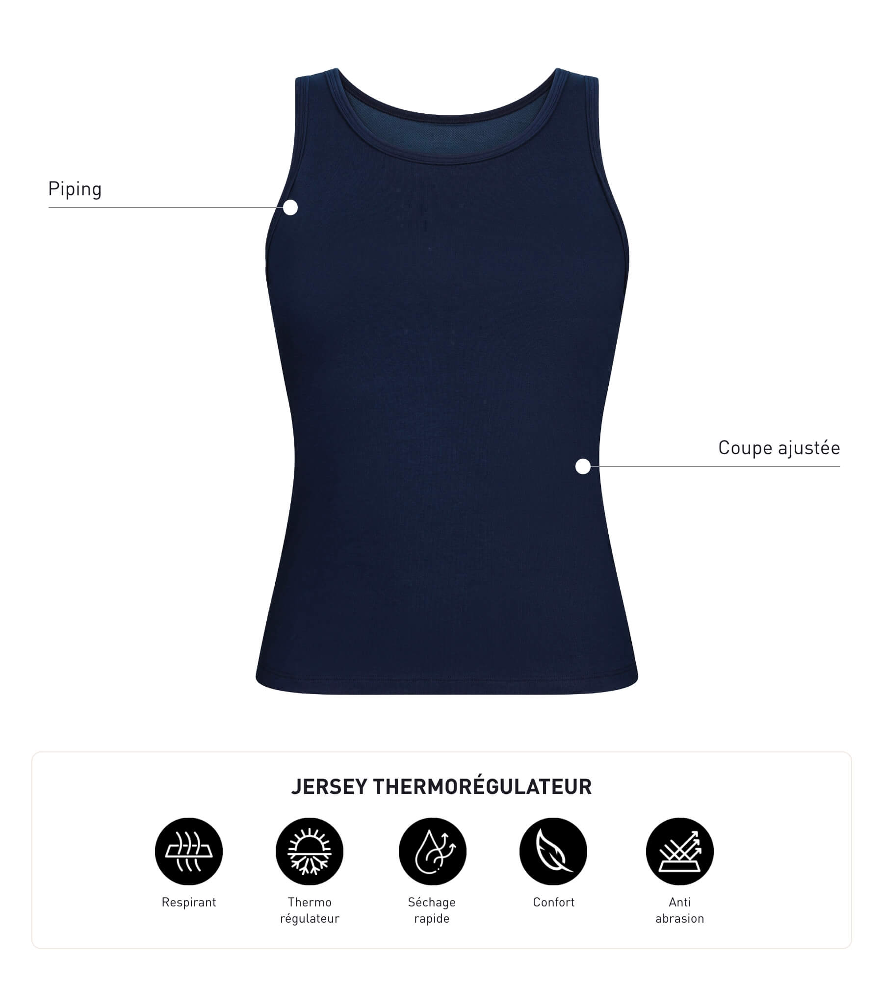 Women's Thermoregulating Sport Tank Top - Blue Dim Move Jersey - Perfect for Yoga, Running & Gym Workouts