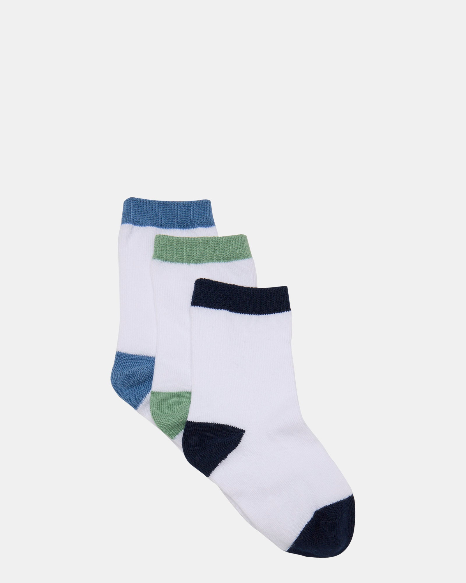 Fashion White Base Crew Socks 3-Pack - Blue & Multi-Color Casual Comfort Socks for Men & Women - Perfect for Daily Wear, Sports & Gifting