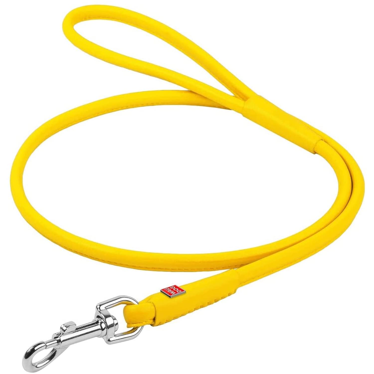 Premium 6FT Rolled Leather Dog Leash - Heavy Duty 0.3in Leather Leash for Small, Medium & Large Breed Dogs - Durable Training Leash for Walking, Running & Outdoor Activities - Perfect for Daily Walks, Park Visits & Obedience Training (Yellow)